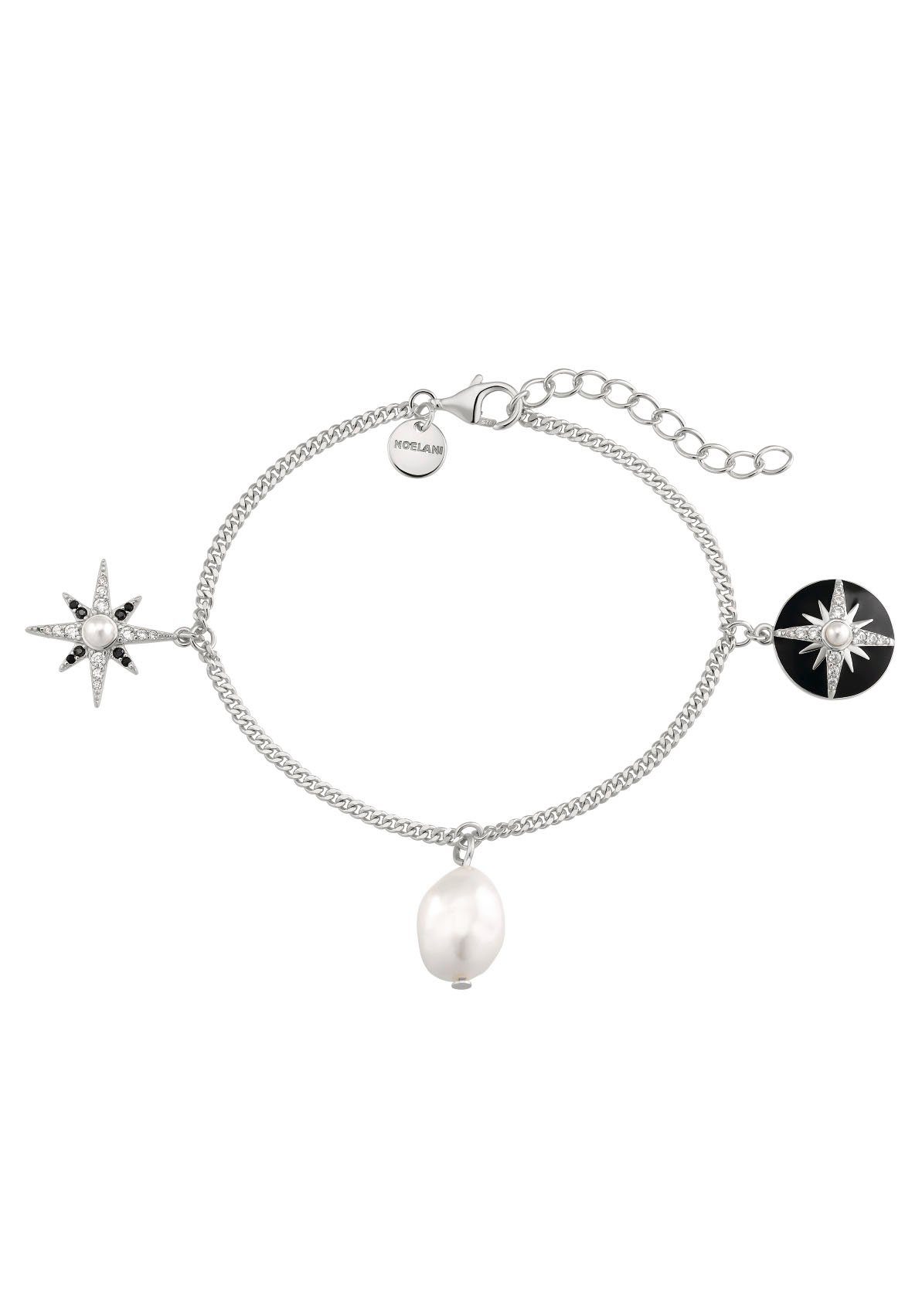 Noelani Armband Cosmic, 2034685, 2034686, mit Zirkonia, mit Muschelkernperle, Süßwasserzuchtperle silberfarben-schwarz-kristallweiß-weiß