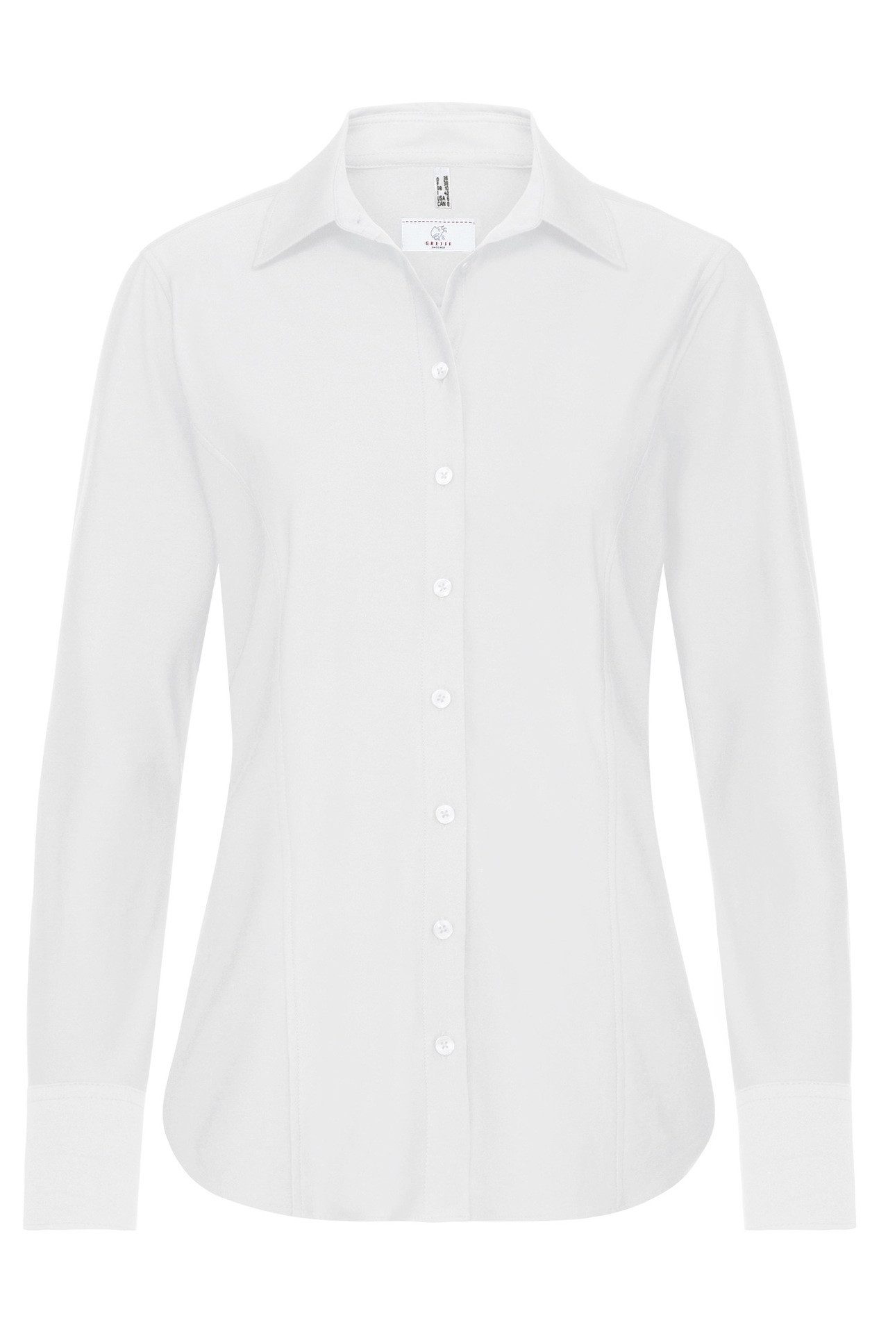 GREIFF Hemdbluse Greiff CASUAL Damen Jerrseybluse Langarm Kent Regular-Fit Weiß