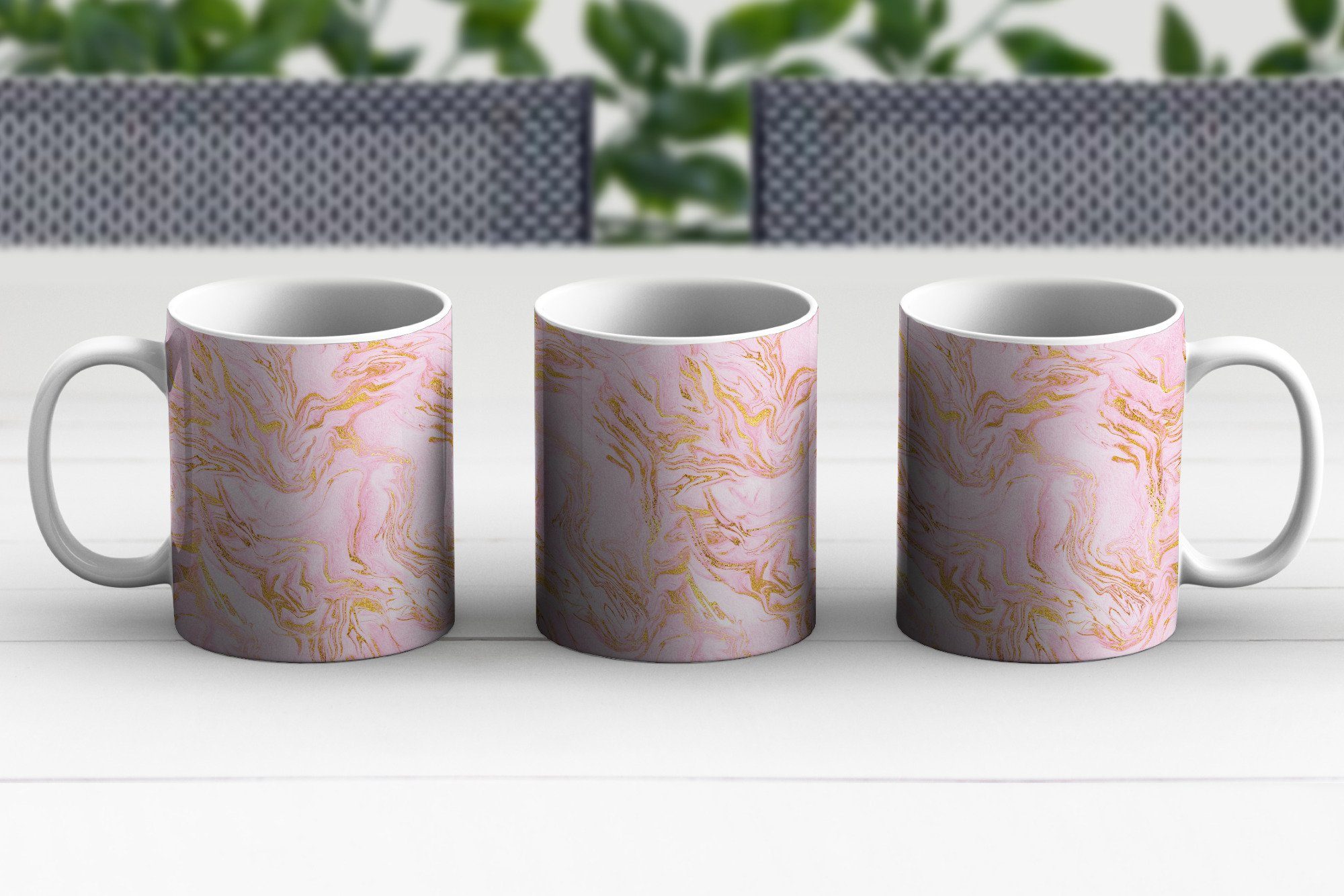 MuchoWow Tasse Gold Kaffeetassen, Geschenk Marmor Muster, Teetasse, - Schick Keramik, - Becher, - Teetasse