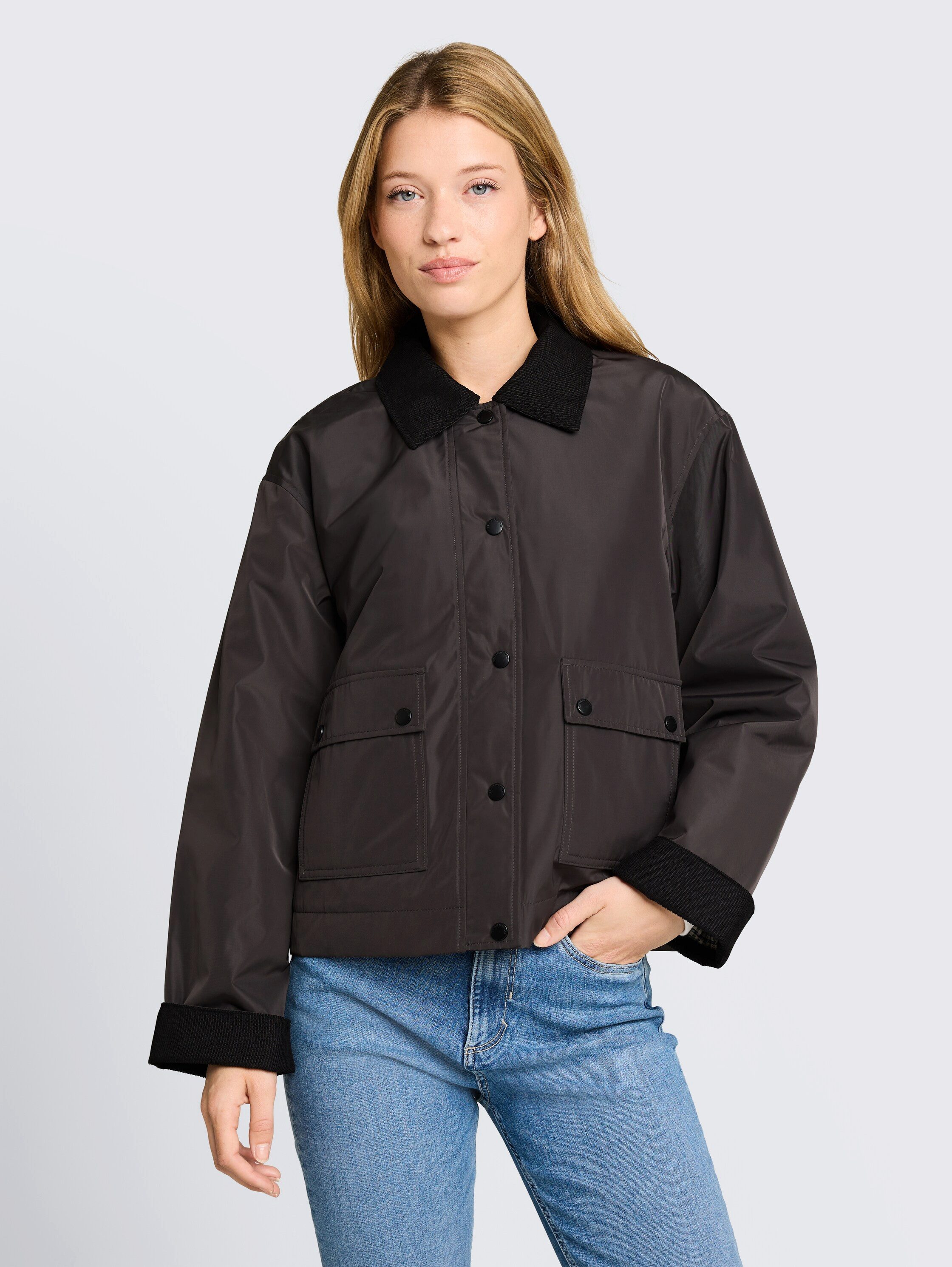TOM TAILOR Denim Blouson Ärmel mit Aufschlag und Druckknopf-Verschluss