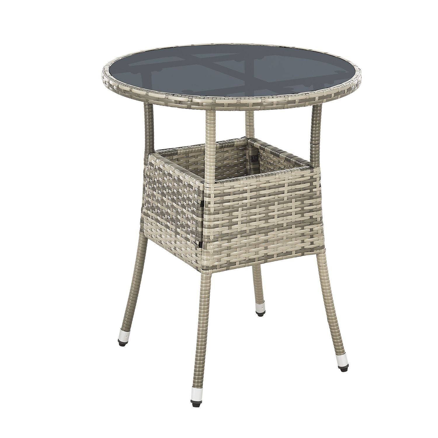 Juskys Gartentisch Yoro, rund, aus Polyrattan, günstig online kaufen