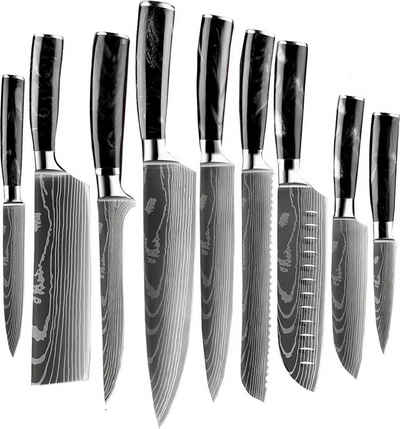 Shinrai Japan Messer-Set Messerset - 9-teiliges Küchenmesser Set - Japanisches Messer, Handgefertigt bis ins Detail