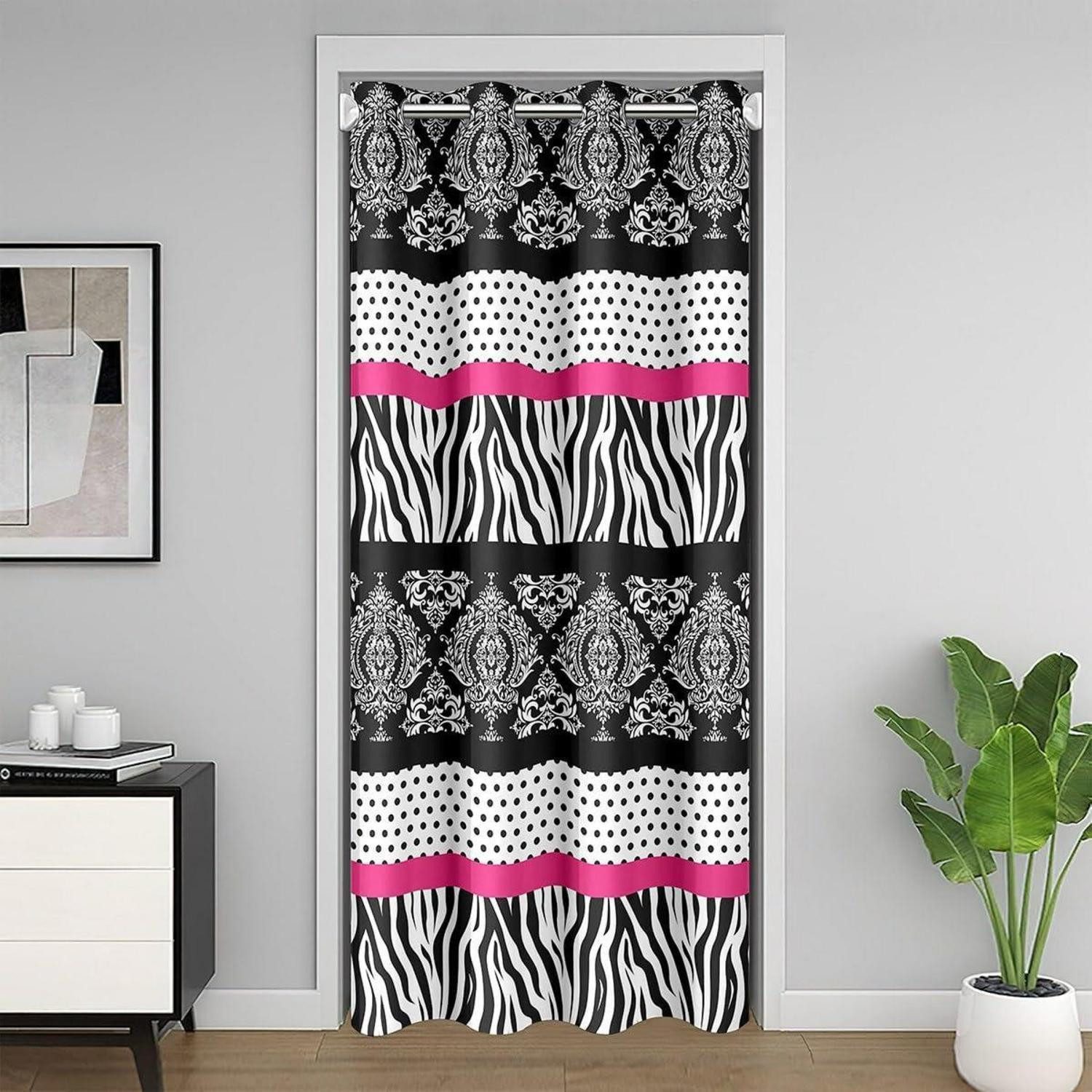 LuxusKollektion Türvorhang Türvorhang Damast Zebra 86x203cm Schwarz (1 St)