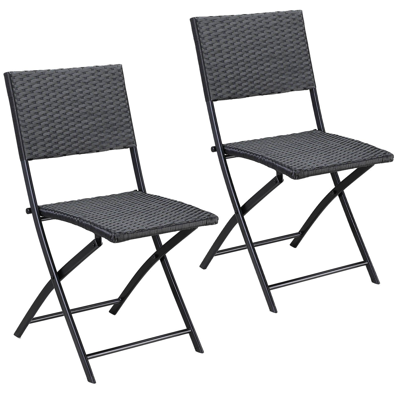 Casaria Klappstuhl Rom (2 St), Polyrattan 2er Set 120kg Belastbarkeit Platzsparend Klappbar Leicht