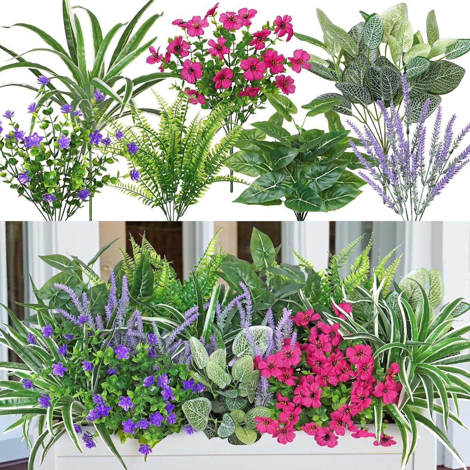 Kunstblumenstrauß Künstliche Blumen Balkon Kunstblumen Wetterfest Kunstpflanzen, Coonoor, für Balkonkasten Innen Außenbereich Outdoor Garten Deko