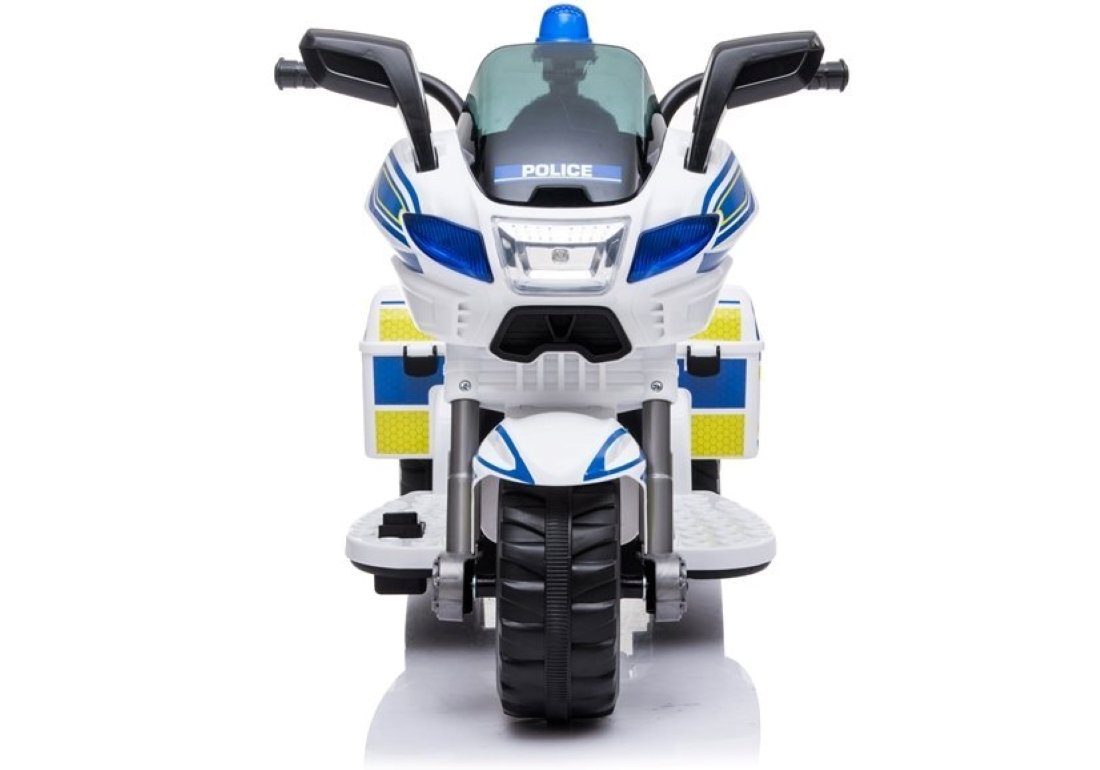 BoGi Electric Kids' Motorcycle, Police Style, TR1912, 6V, Sound & Light, White, Stylish Fun for Kids - Police Motorcycle