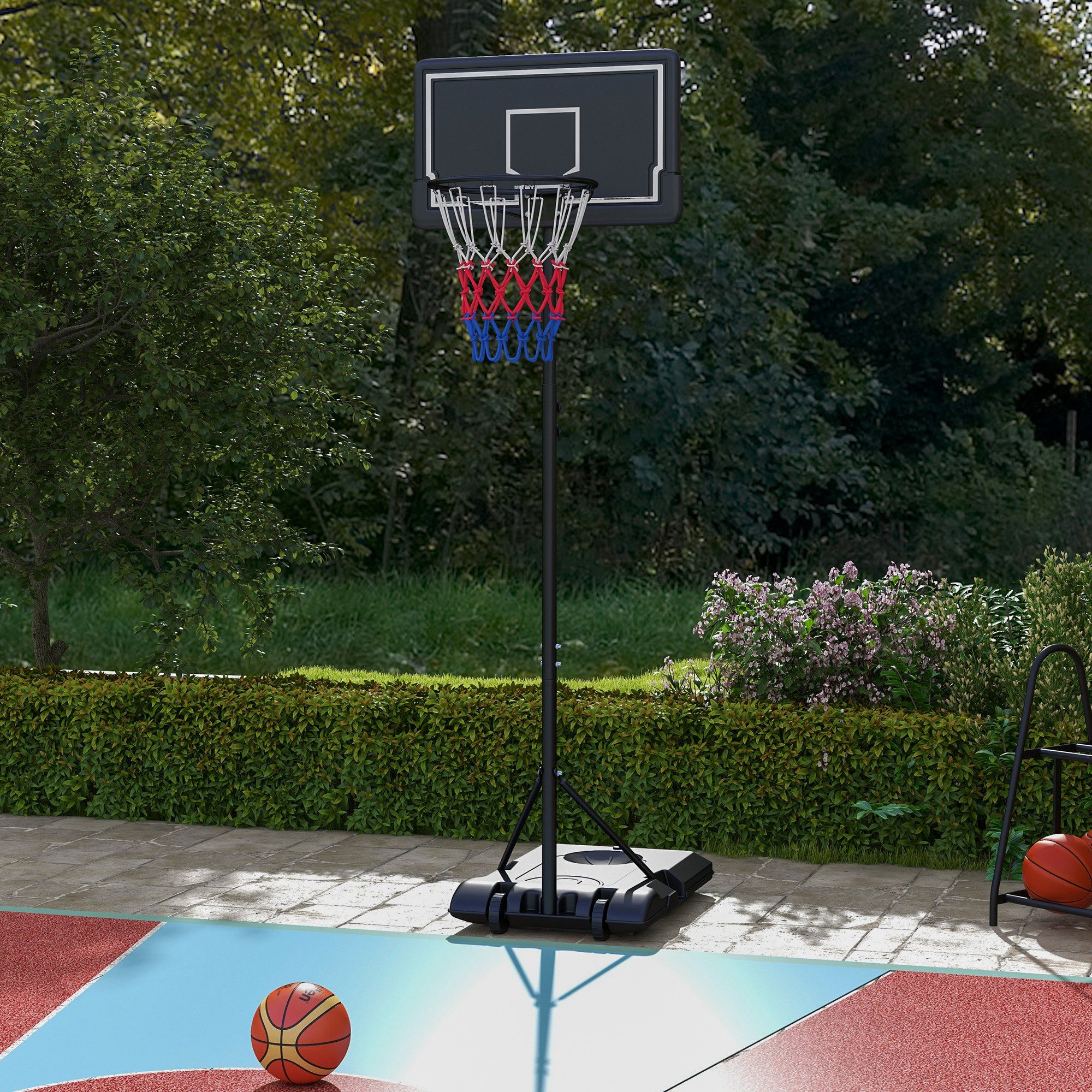SPORTNOW Basketballständer mit verstellbarer Basketballständer Rollen, bruchsichere Rückwand (Basketball-Backboard-Ständer, 1-St., Basketballkorb mit Ständer), für Erwachsene, Stahl