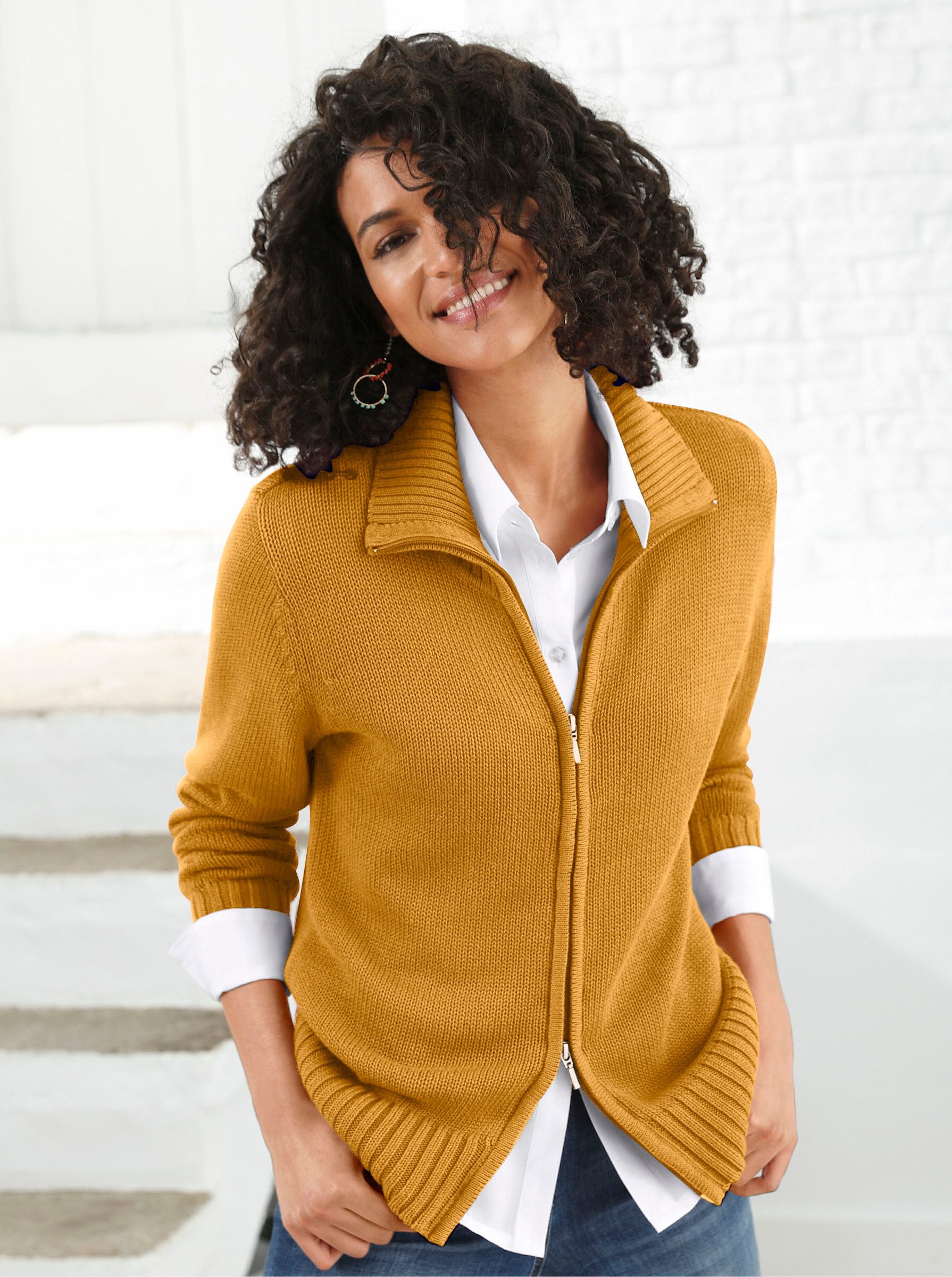 Witt Strickjacke Strickjacke Langarm Materialmix