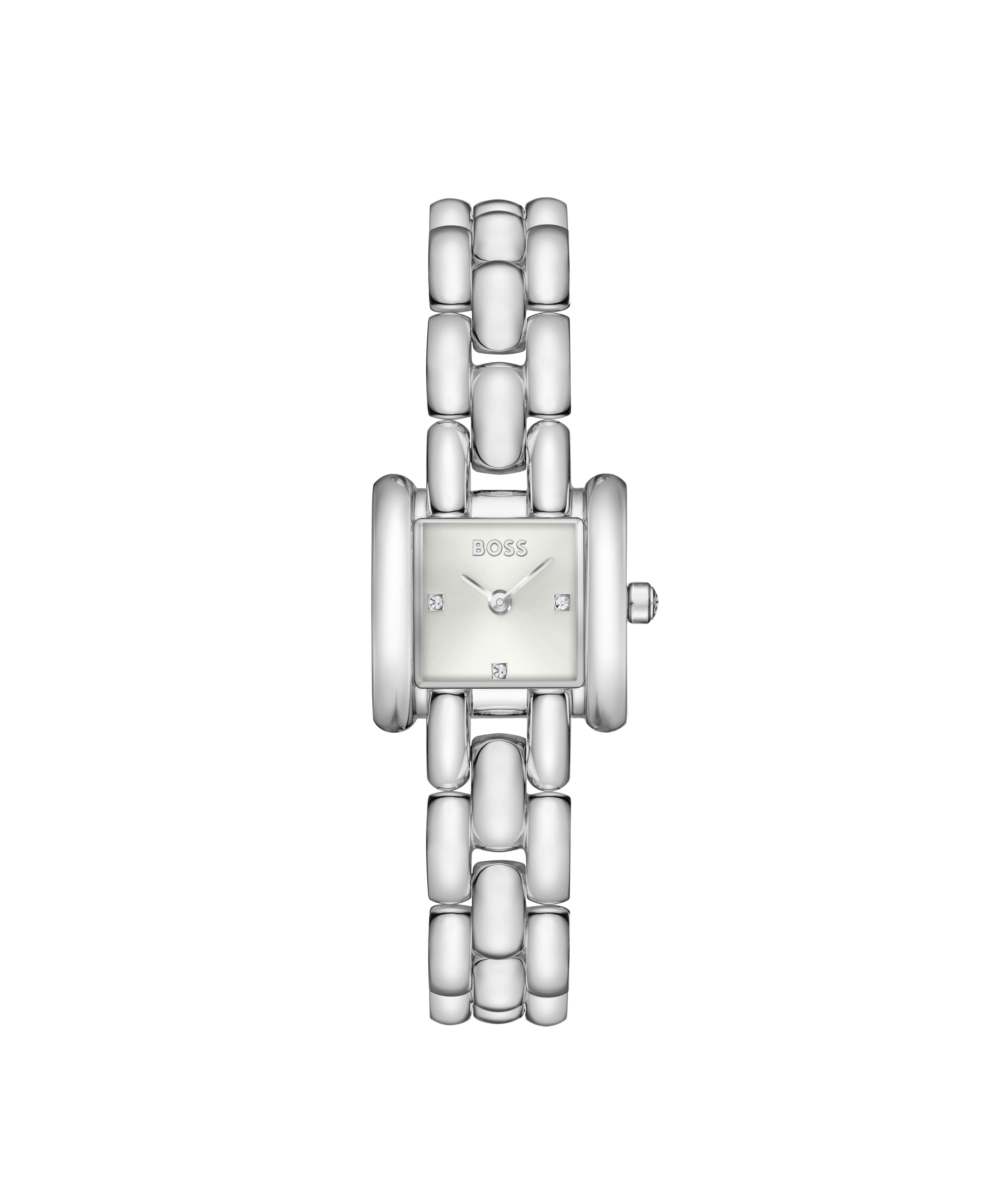BOSS Quarzuhr VIOLET 1502873, Armbanduhr, Damenuhr, Edelstahlarmband, analog, Glaskristalle
