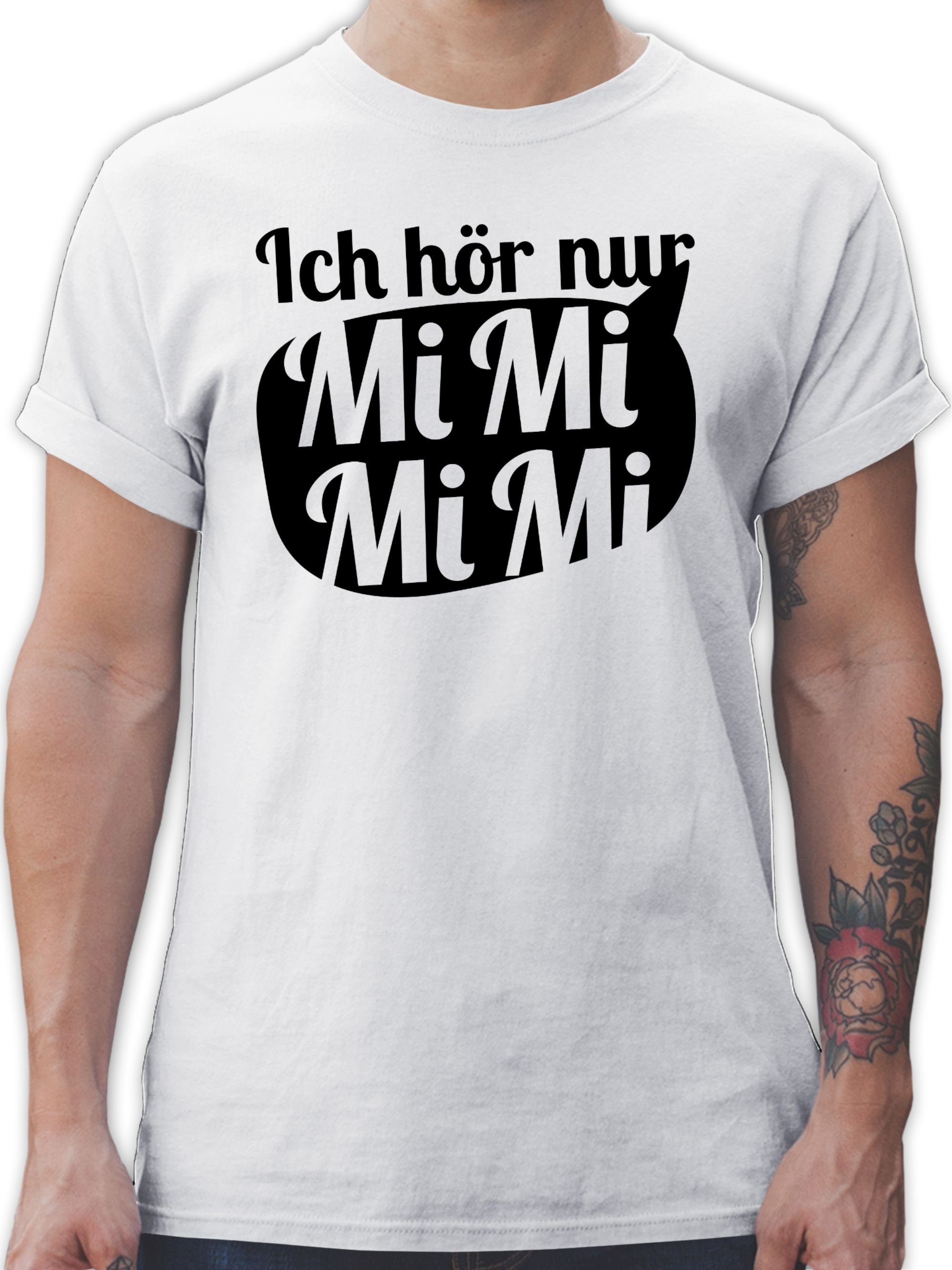 Shirtracer T-Shirt Ich hör nur MIMIMI mit Sprechblase - schwarz Sprüche Statement 1 Weiß