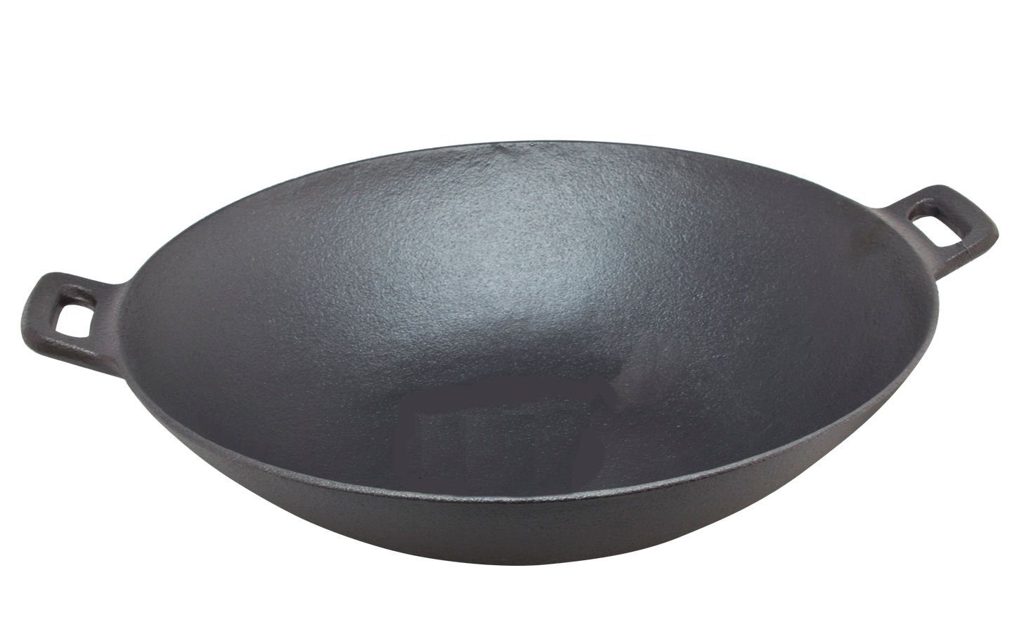Spetebo Wok Gusseisen Wokpfanne mit 2 Griffen - 36 cm, Gusseisen (Wok, 1-tlg., Gusseisen Wok), Metall Wok mit Wärmespeicherung