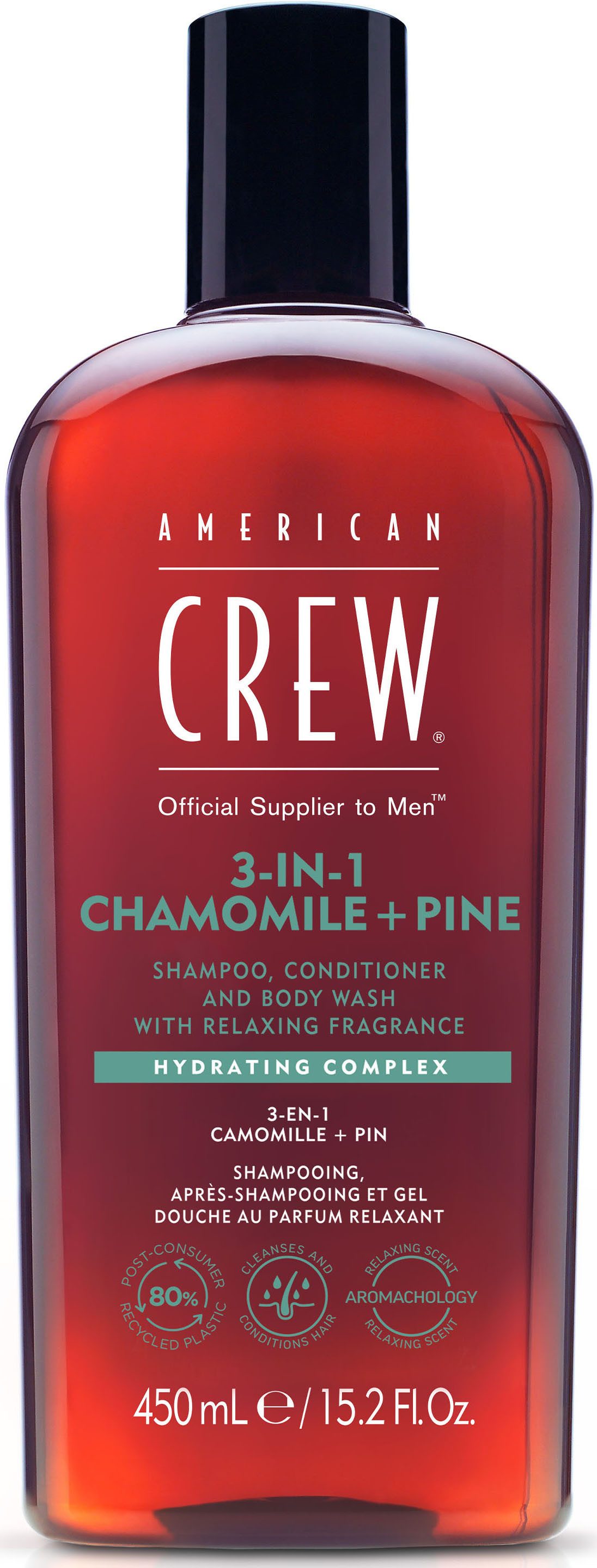 American Crew Haarshampoo 3In1 Chamomile & Pine Shampoo, Conditioner & Body Wash 450 ml, 1-tlg.