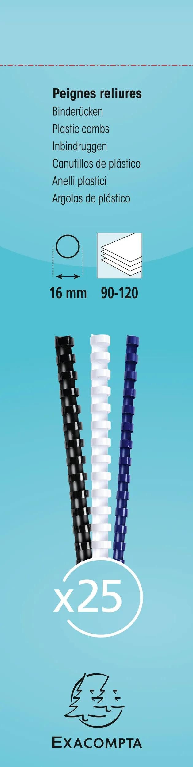 EXACOMPTA Bindegerät Schachtel + 25 Spiralen 16 mm PVC für die Bindung, A4, Schwarz, 76501E, Klemmschiene