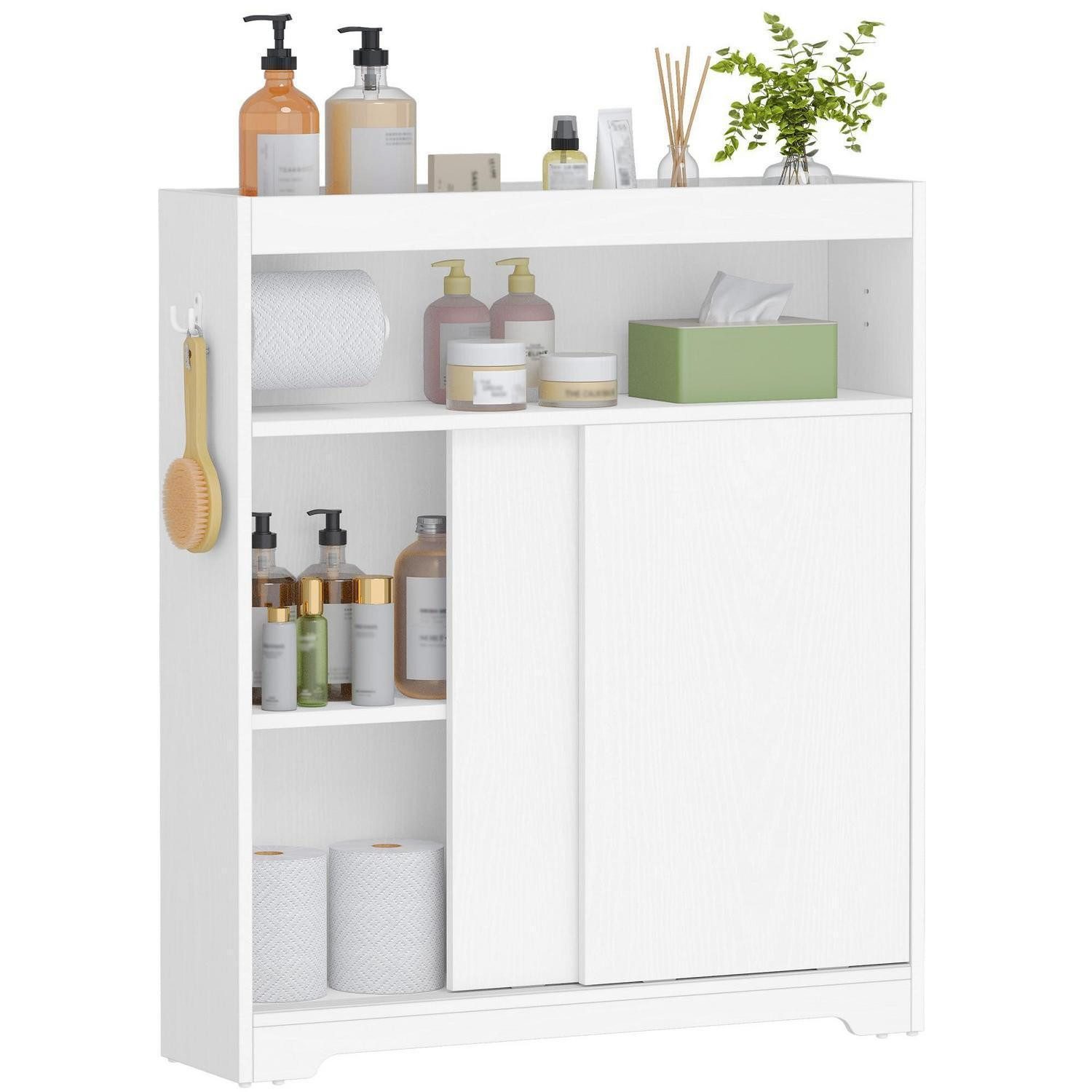 LuxusKollektion Schiebetürenschrank Badezimmerschrank Schiebetür Weiß 20x80x90cm (1-St)