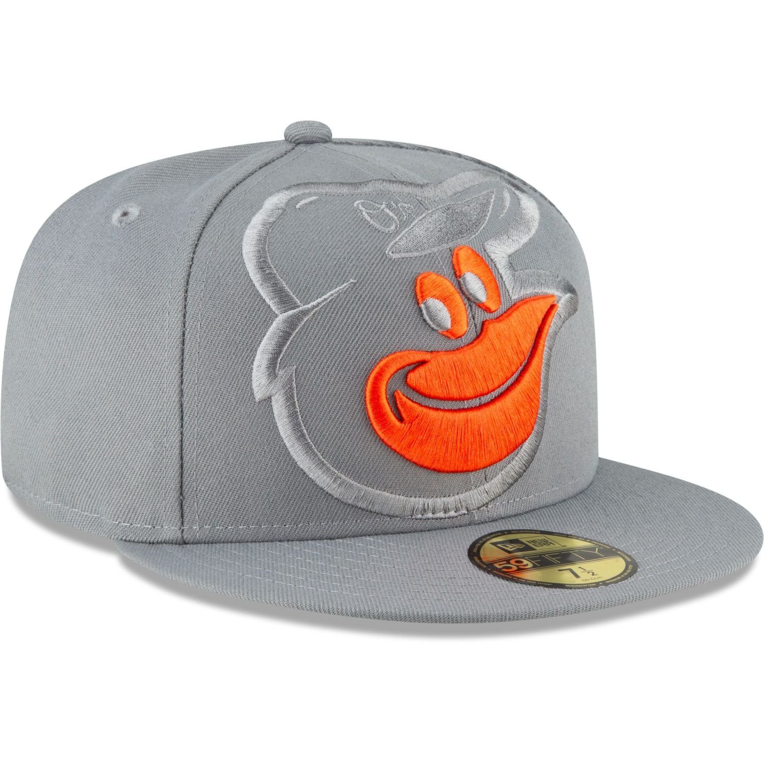 Team Cap Fitted MLB Orioles 59Fifty STORM Baltimore Cooperstown Era GREY New
