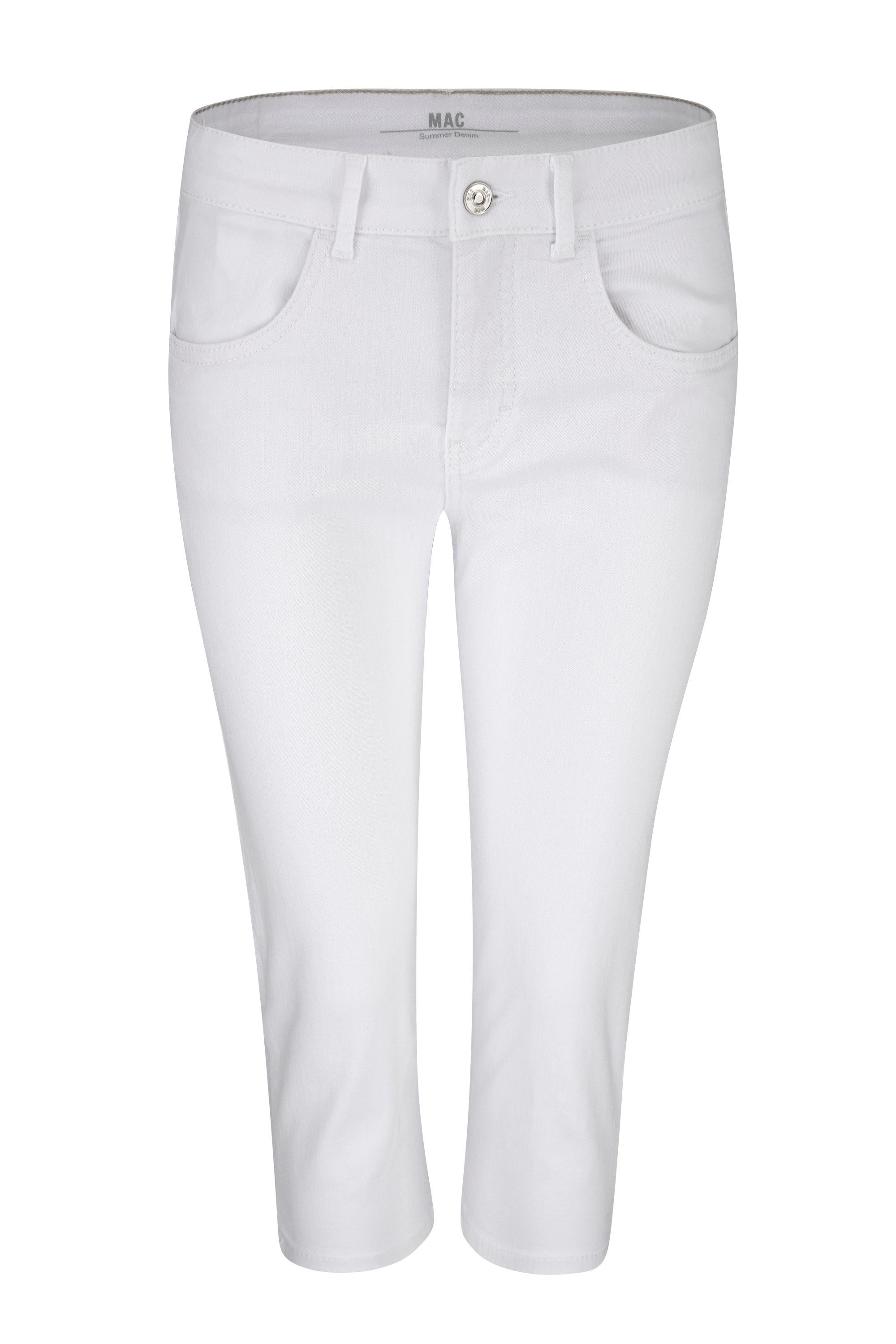 MAC Caprihose Slim Fit In Weiß, Größe 40 – 98% Baumwolle, 2% Elastan, Mit Reißverschluss-Details