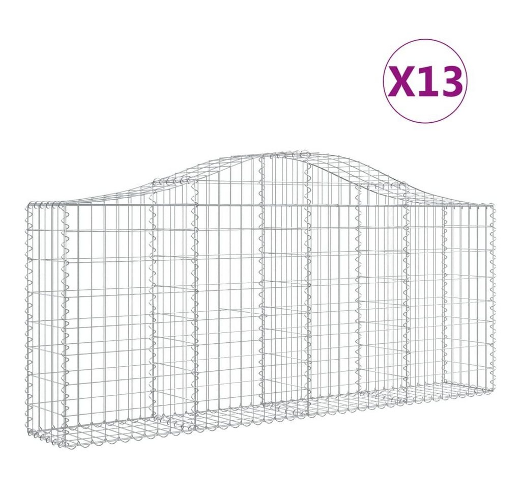 Thumbnail - vidaXL Seitenmarkise Gabionen mit Hochbogen 13 Stk 200x30x80100cm Verzinktes Eisen Sichtsch