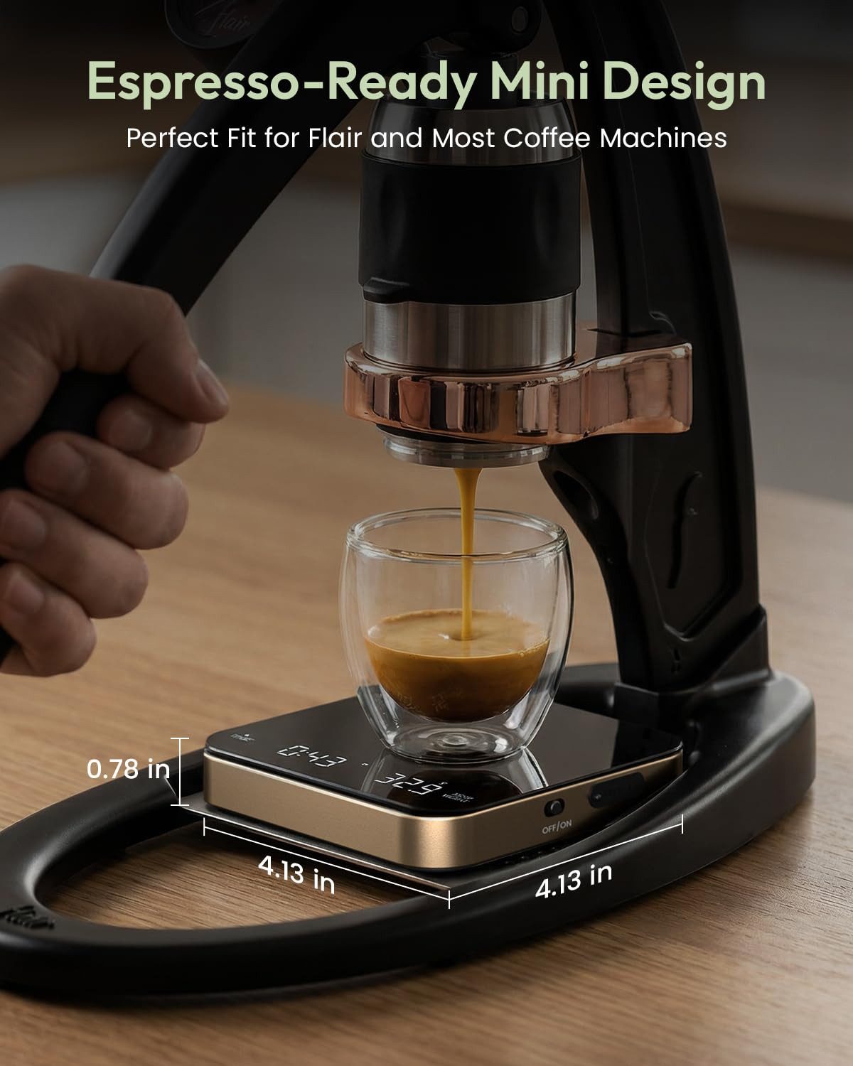 Maestri House Küchenwaage K112 Espressowaage mit Auto-Timer, 0,1 g / 2 kg, (1-tlg., Glasoberfläche für Espresso und Pour Over), Touch-Bedienung, USB-C, Tara, St – Bild 3 von 5