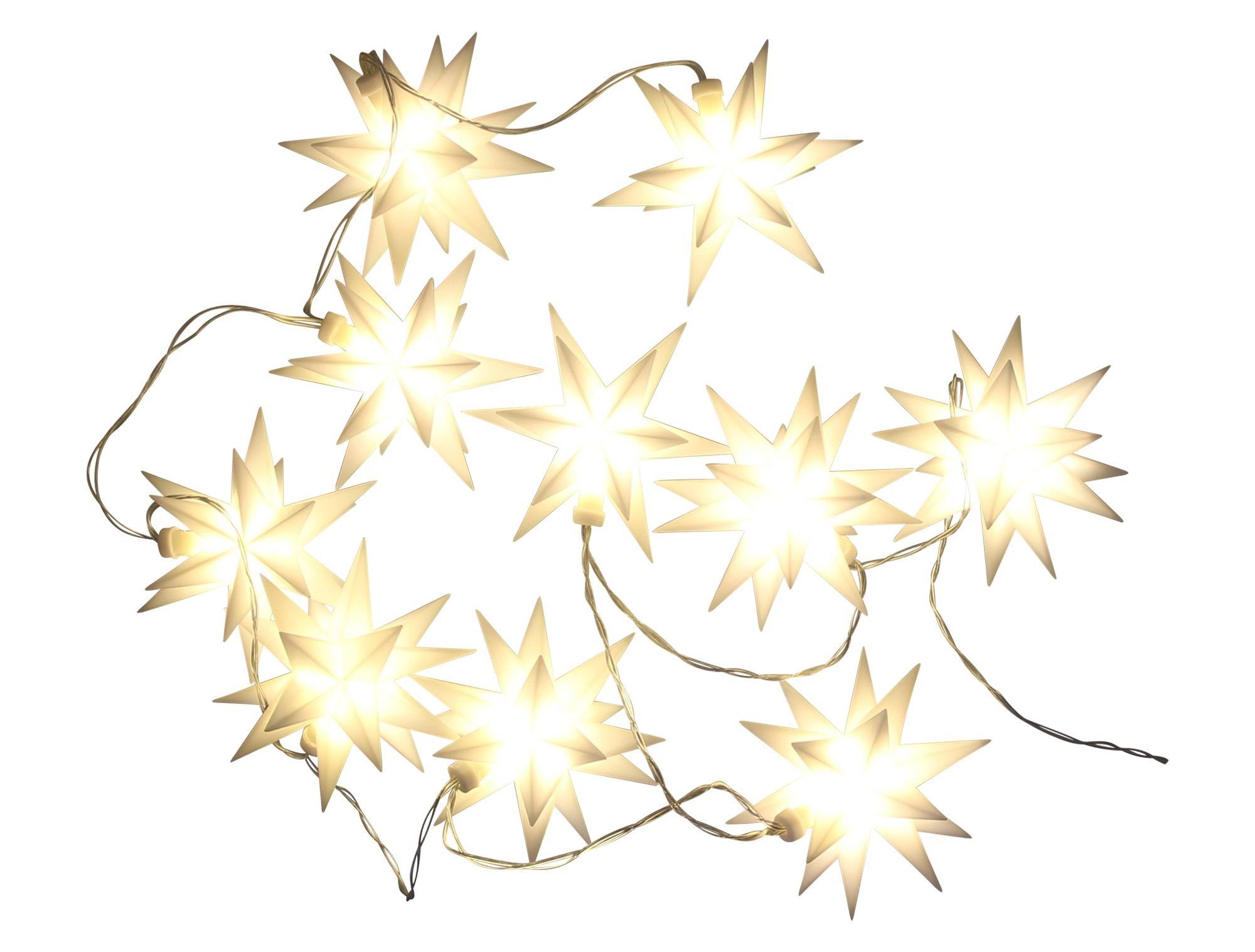 LED-Lichterkette "Sterne" 230 cm lang, 10 Lichter, mit Batterie + Timer, Leuchtdeko für