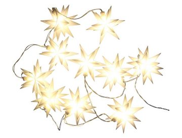 Dekoleidenschaft LED-Lichterkette "Sterne" 230 cm lang, 10 Lichter, mit Batterie + Timer, Leuchtdeko für, Wohnzimmer, Balkon & Garten, Outdoor Weihnachtsbeleuchtung wetterfest