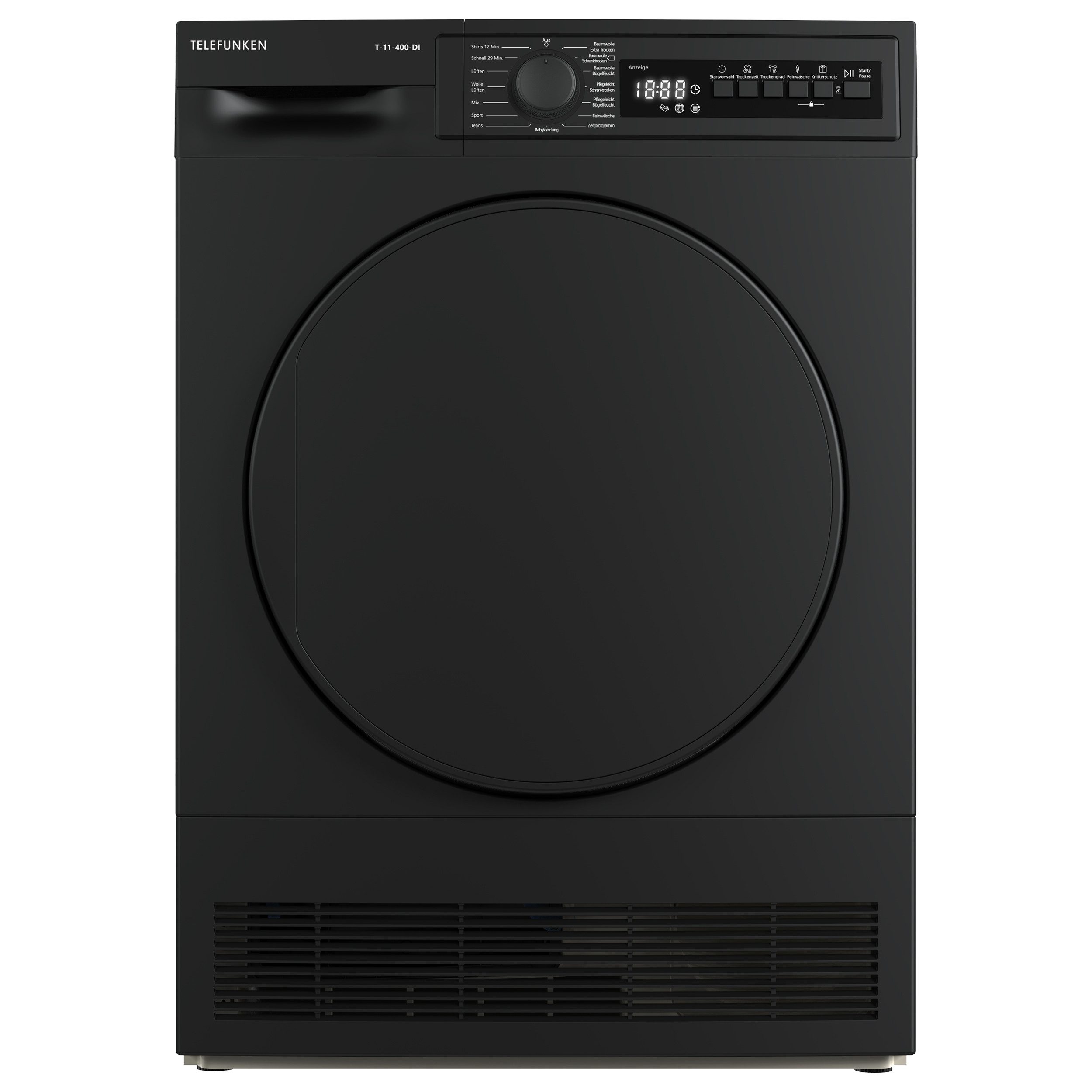 Telefunken Kondenstrockner T-11-400-DI, Trockner mit 15 Programmen, Startzeitvorwahl & Knitterschutz, 7kg