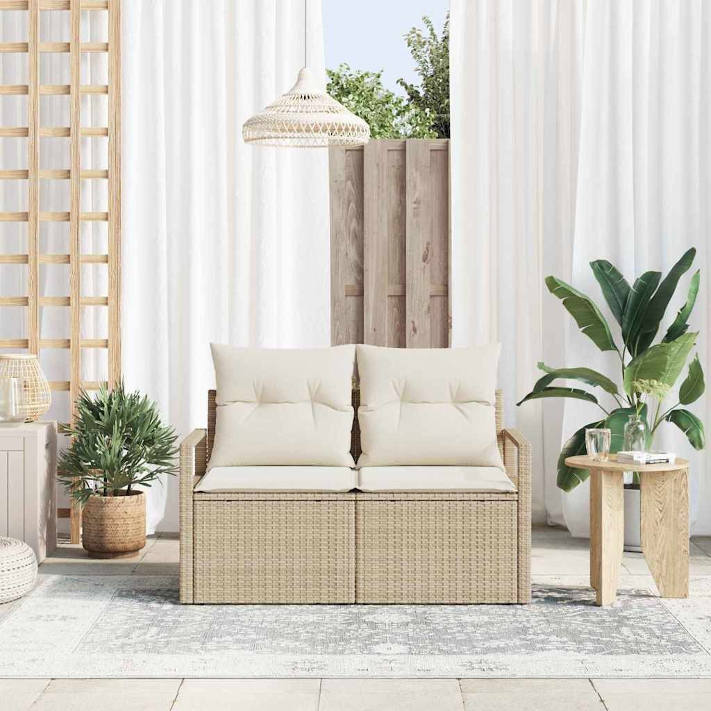 vidaXL Loungesofa Garten-Sofa mit Kissen 120 x 62 x 69 cm Poly-Rattan, 1 Teile