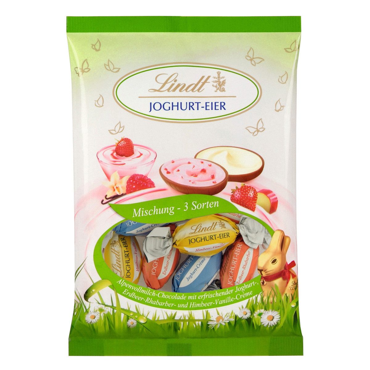 LINDT Schokolade, Lindt Joghurt Eier Mischung Vollmilch Schokoladen Ostereier 140g