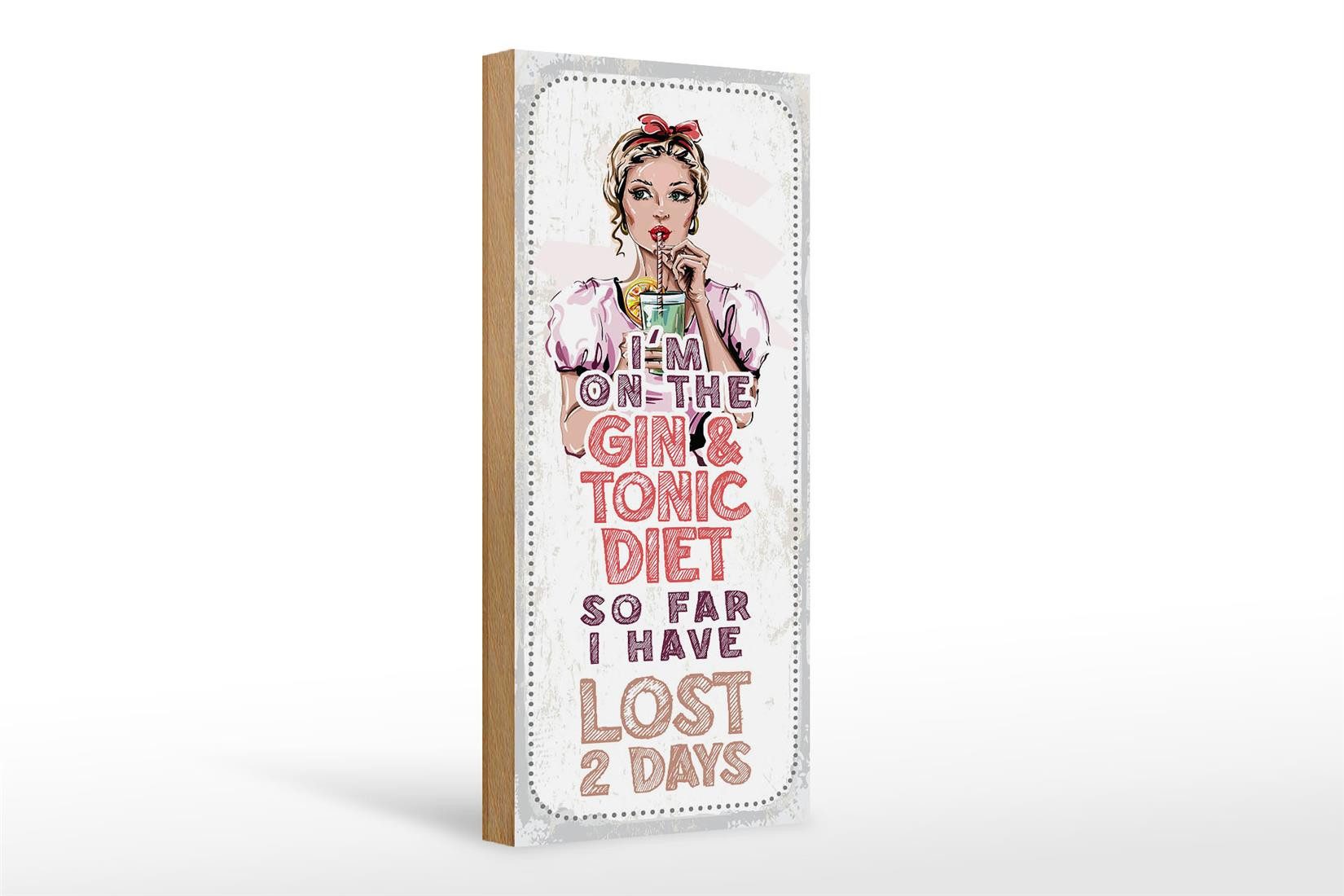 Holzbild Spruch I`m on the Gin & Tonic Diet 10x27cm