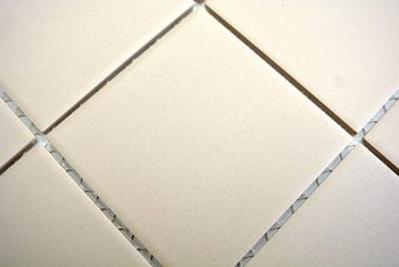 Mosani Mosaikfliesen Mosaik Fliese Keramik hellbeige rutschsicher Boden Badfliese Wand