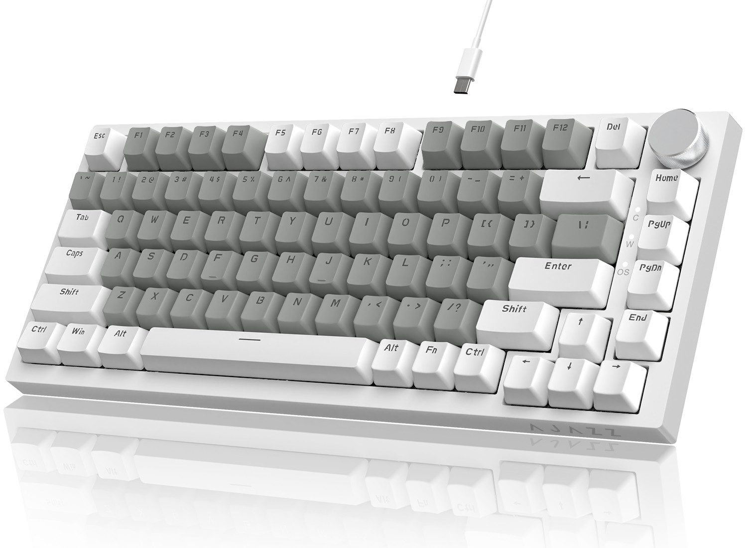 AJAZZ AK820 Mechanische Tastatur mit Knopf,75% ANSI-Layout Gaming-Tastatur (81 keys, improved seal assembly, hot-swap)