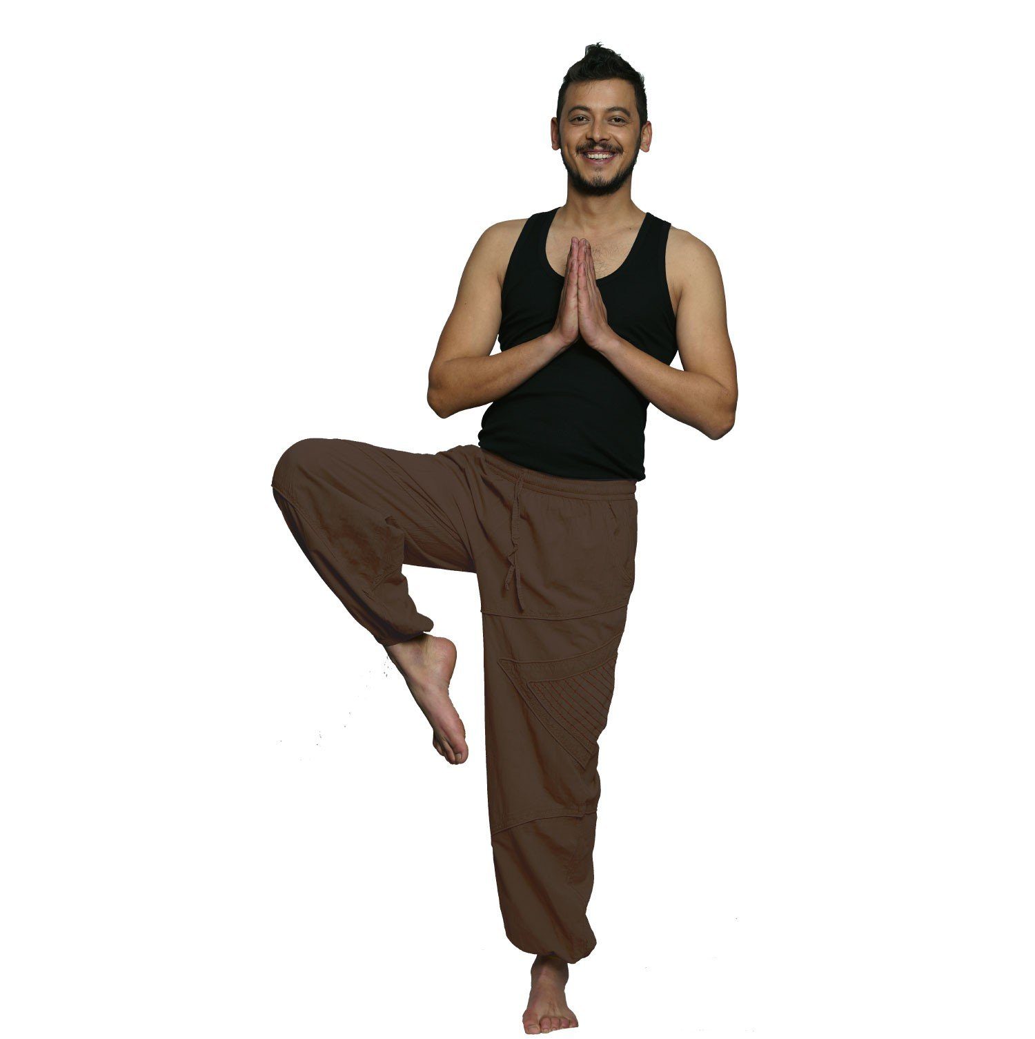 Schlupfhose Haremshose für Yoga Herren SIMANDRA handarbeit & (1-tlg) Triangle Coffee Fitness