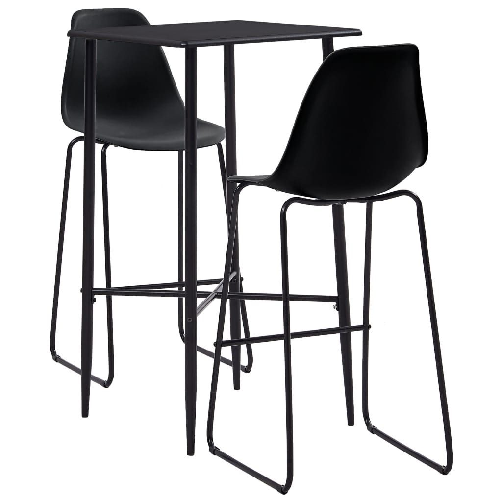 vidaXL Essgruppe 3-tlg. Bar-Set Kunststoff Schwarz, (2-tlg)