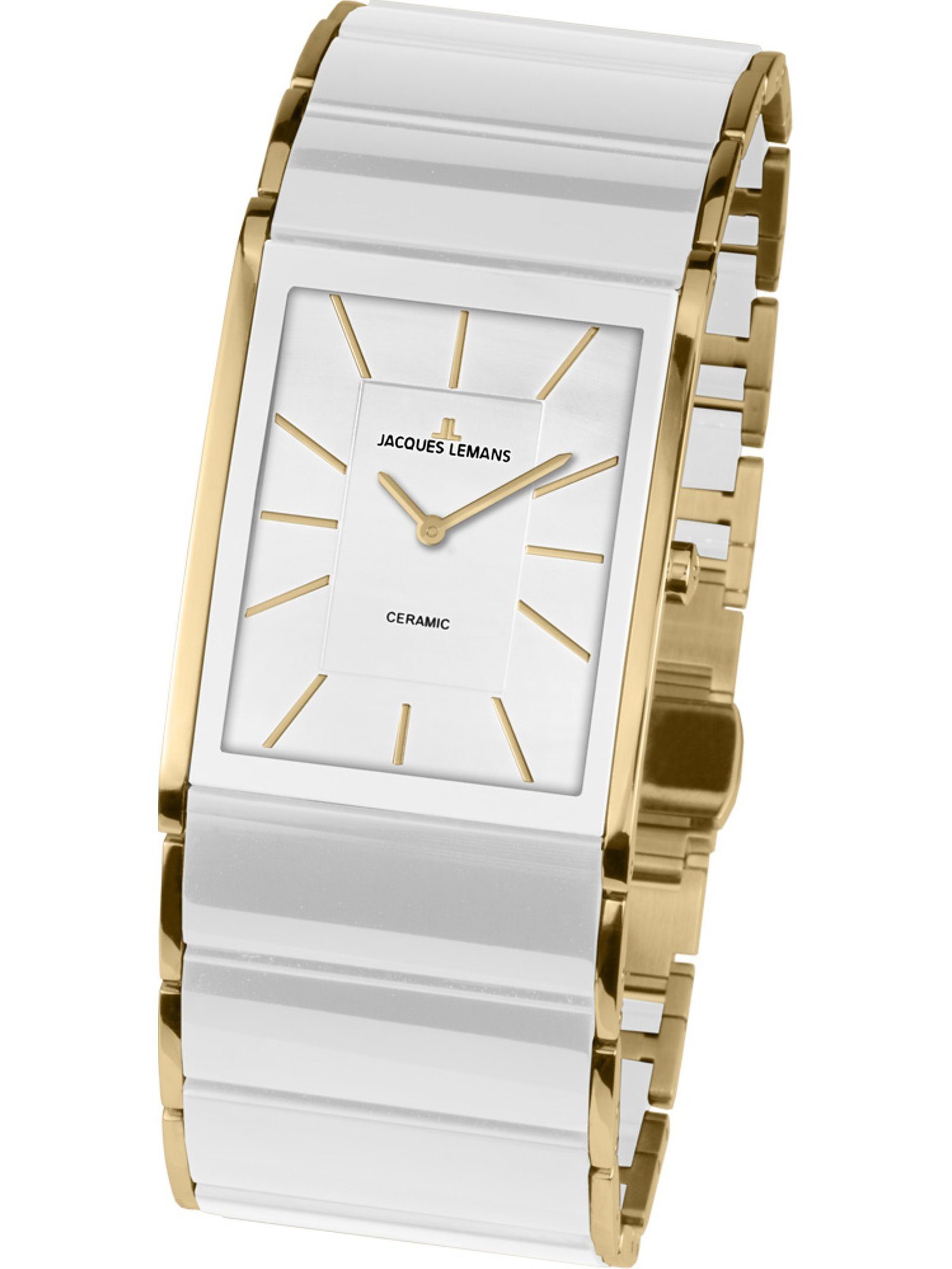 Jacques Lemans Quarzuhr Jacques Lemans Damen-Uhren Analog Quarz, Klassikuhr gold, weiß