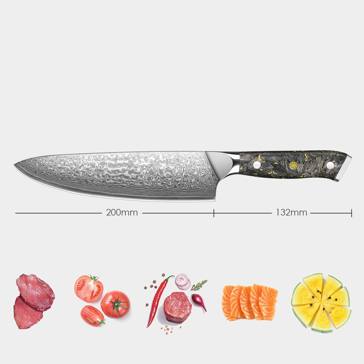 KingLux Damastmesser Kochmesser Chefmesser VG10 Damaskus Stahl Küchenmesser