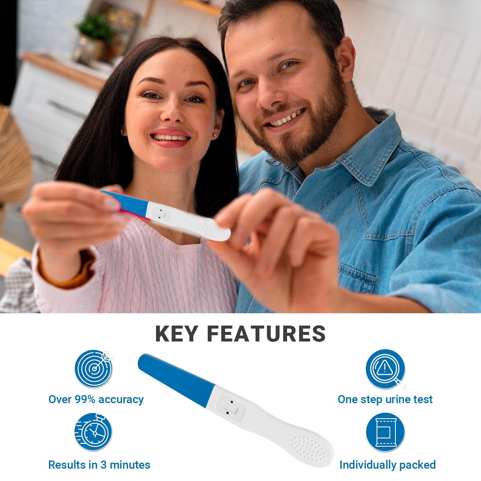 EUROPAPA Schwangerschaftstest Frühschwangerschaftstest Über 99% Genauigkeit, 1-tlg., hCG Selbsttest, 25 mlU/ml Sensitivität, Schnellerkennung in 5 Minuten