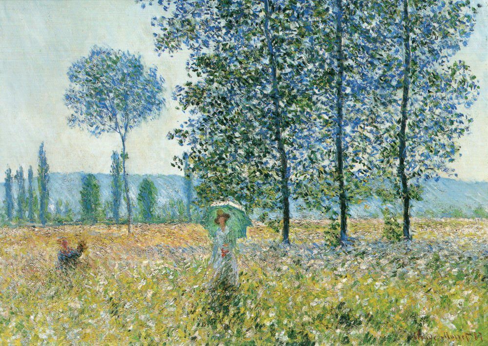 Postkarte Kunstkarte Claude Monet "Felder im Frühling"