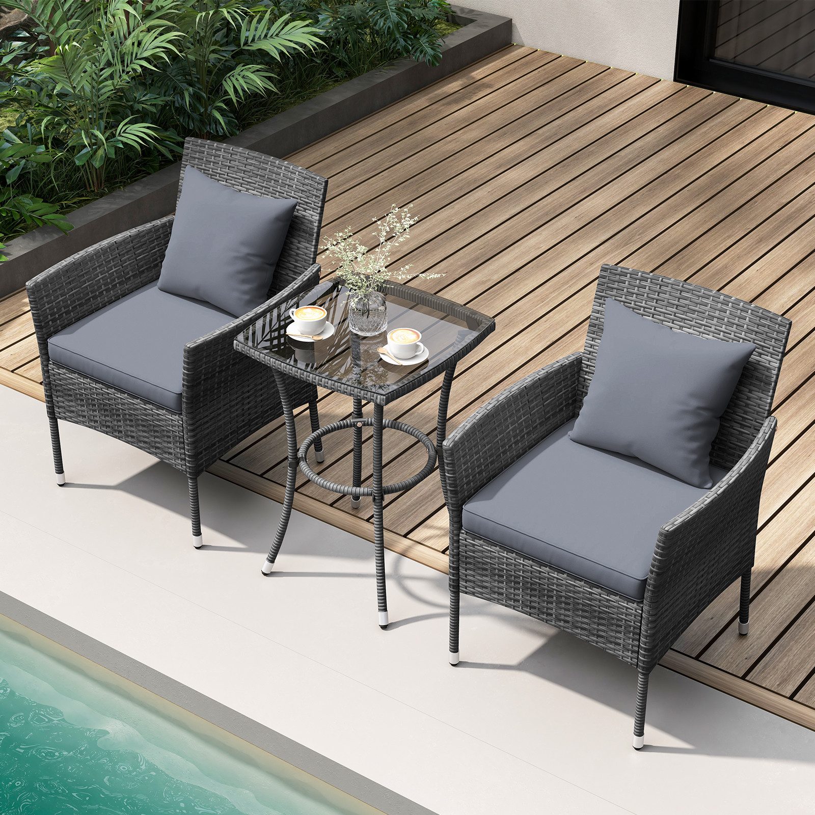 COSTWAY Balkonset, (3-tlg), 2 Personen, Rattan, günstig online kaufen