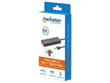 MANHATTAN MANHATTAN USB 3.2 Hub, 7-Port, 1 Typ-A, schwarz USB-Adapter