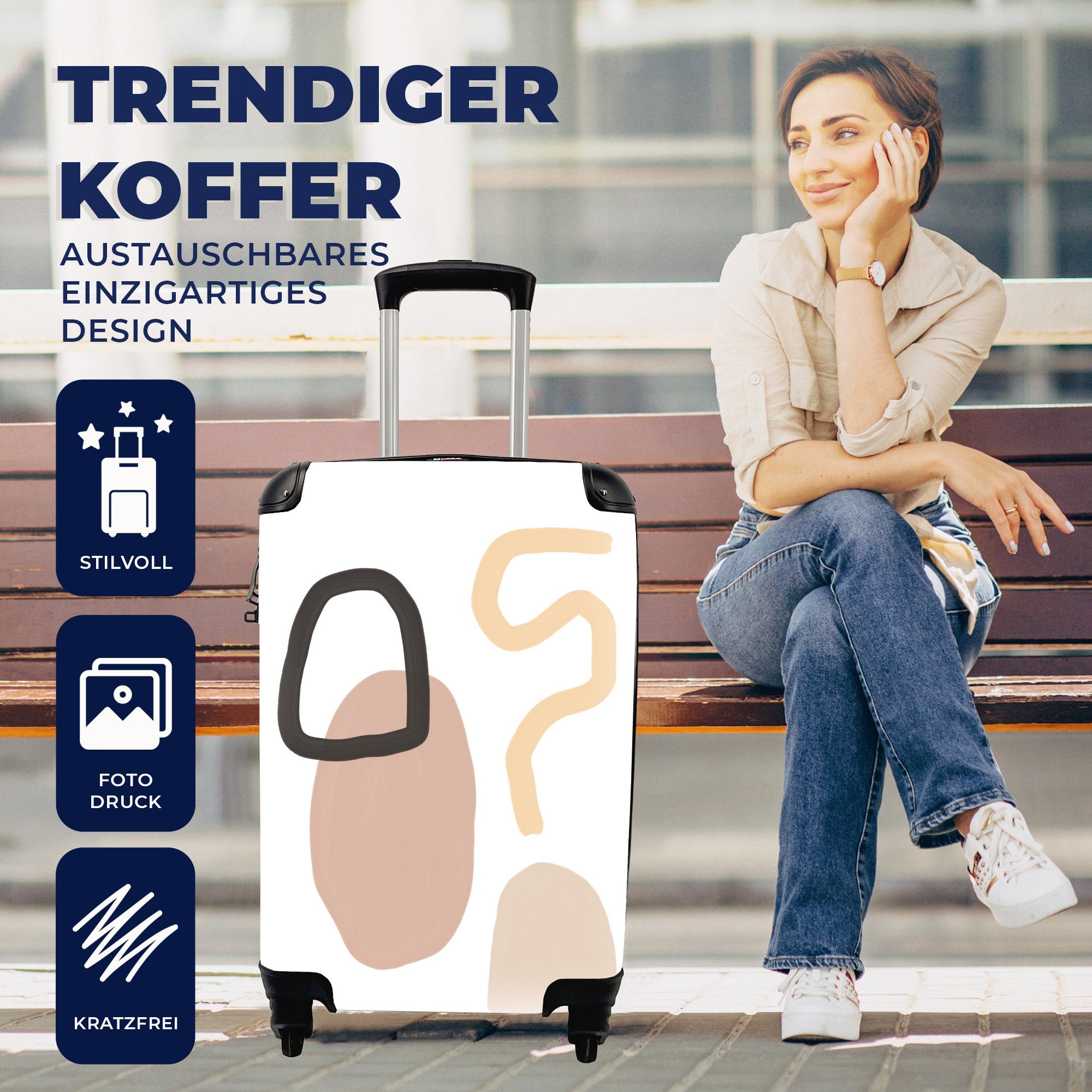 MuchoWow Handgepäckkoffer Kreis Reisetasche Rollen, Handgepäck - - 4 rollen, für mit Trolley, Formen Ferien, Reisekoffer Abstrakt