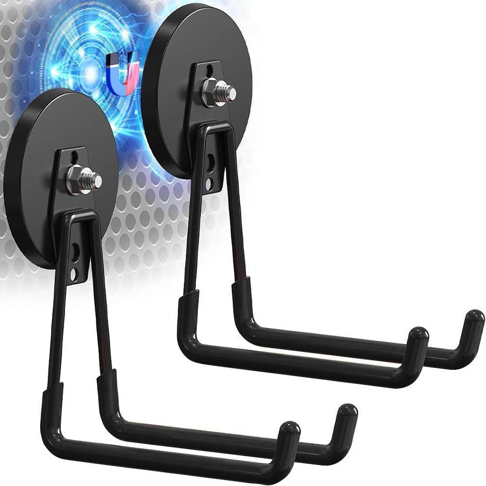 AFKSMILE Magnethalter 2 Stück Magnetische Haken für die Garage mit rutschfester Beschichtung, Für Küche Garage Kühlschrank Vorhänge Klassenzimmer Grill Werkzeuge
