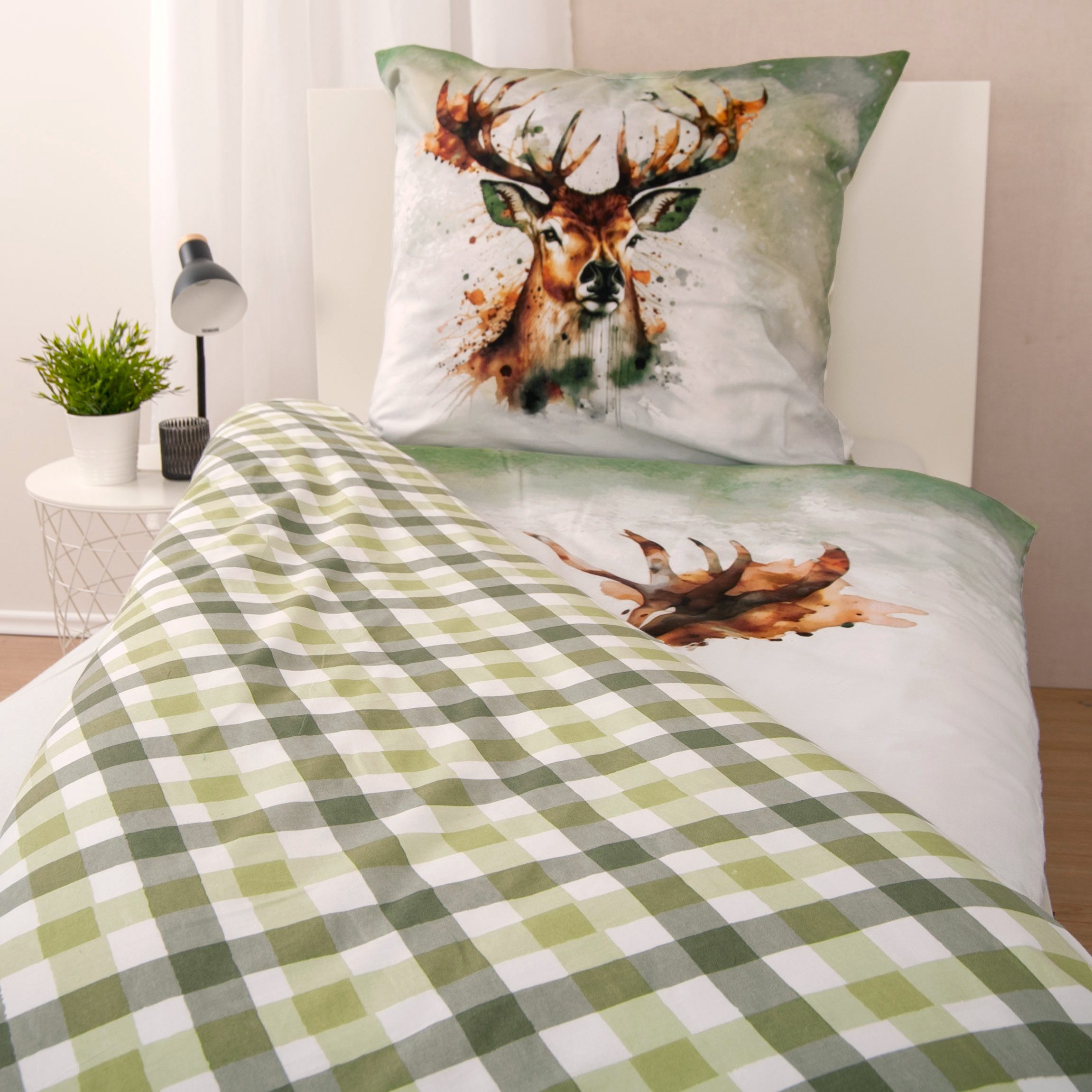 Herding Young Collection Bettwäsche Young Collection Hirsch, Renforcé, 2 teilig, in tollen Baumwollqualitäten