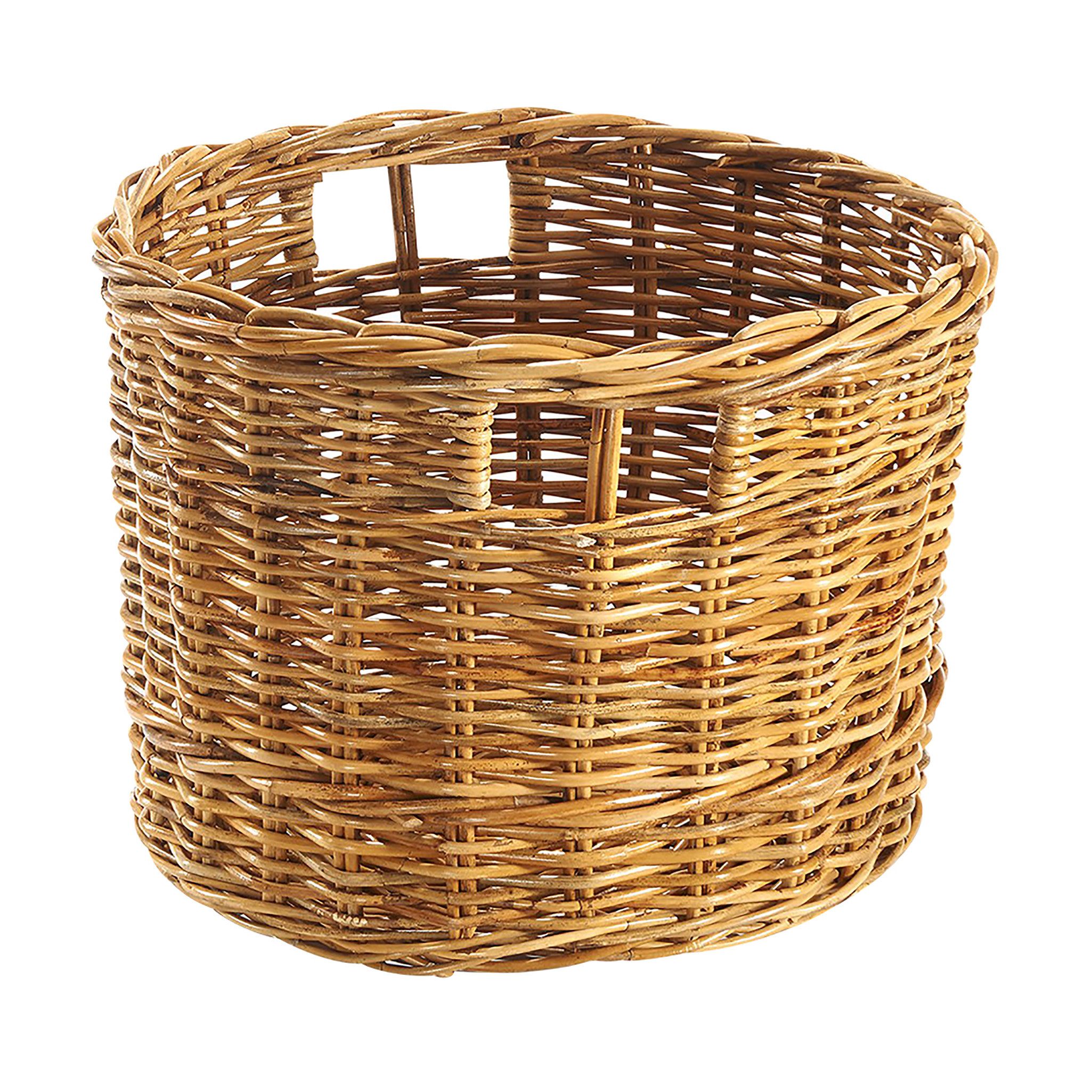 Kobolo Aufbewahrungskorb Rattankorb Regalkorb aus Rattan lacak rund (kein Set, 1 St., kein Set), Runder Korb mit Lochgriffen