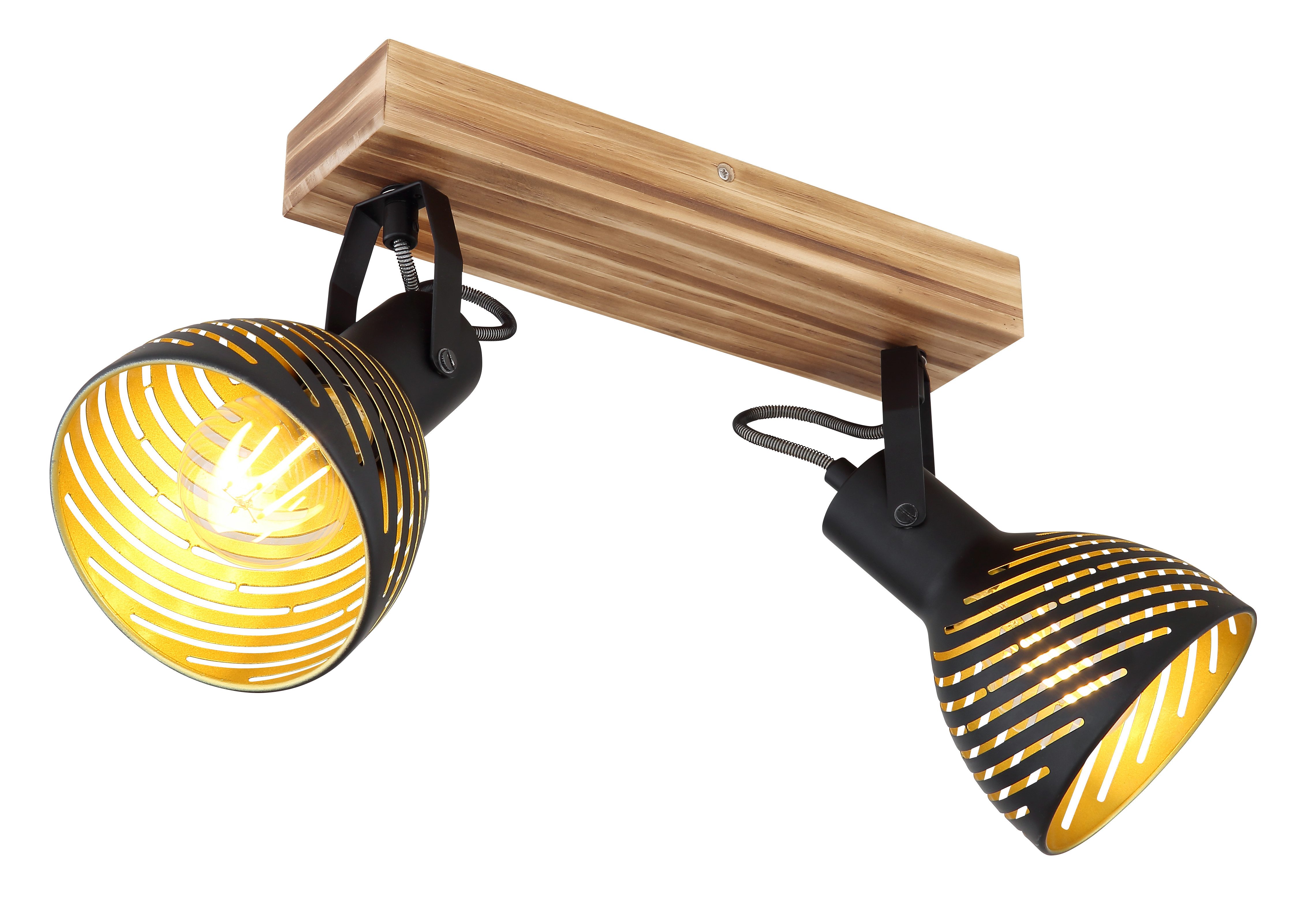 GLOBO LIGHTING Deckenstrahler LENNA, ohne Leuchtmittel, Deckenspot/Holz/goldfarben/Dekorschlitze/Flur