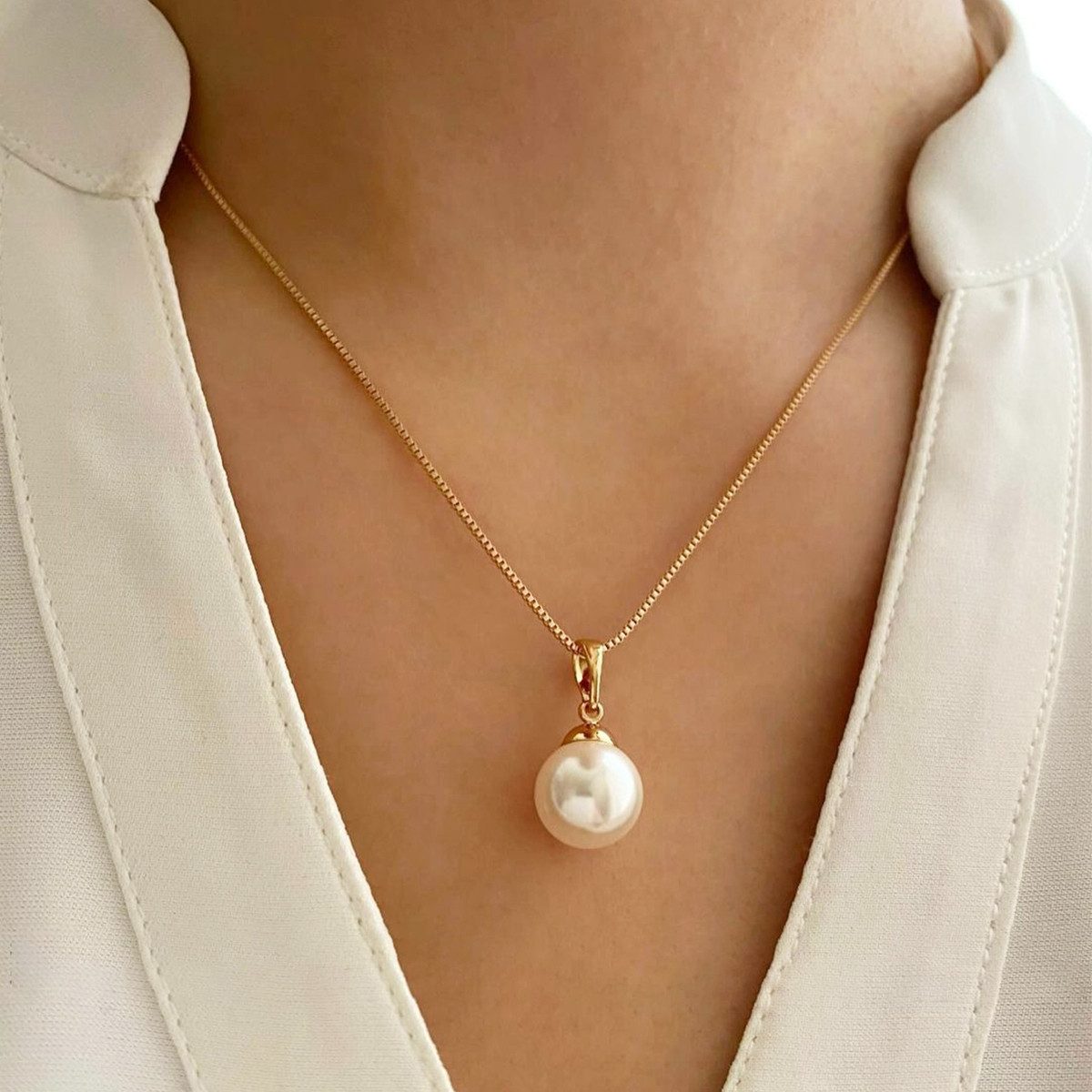 KARMA Schmuckset Damen Perlen Gold Halskette Ohrringe Damenschmuck (2-tlg., günstig online kaufen