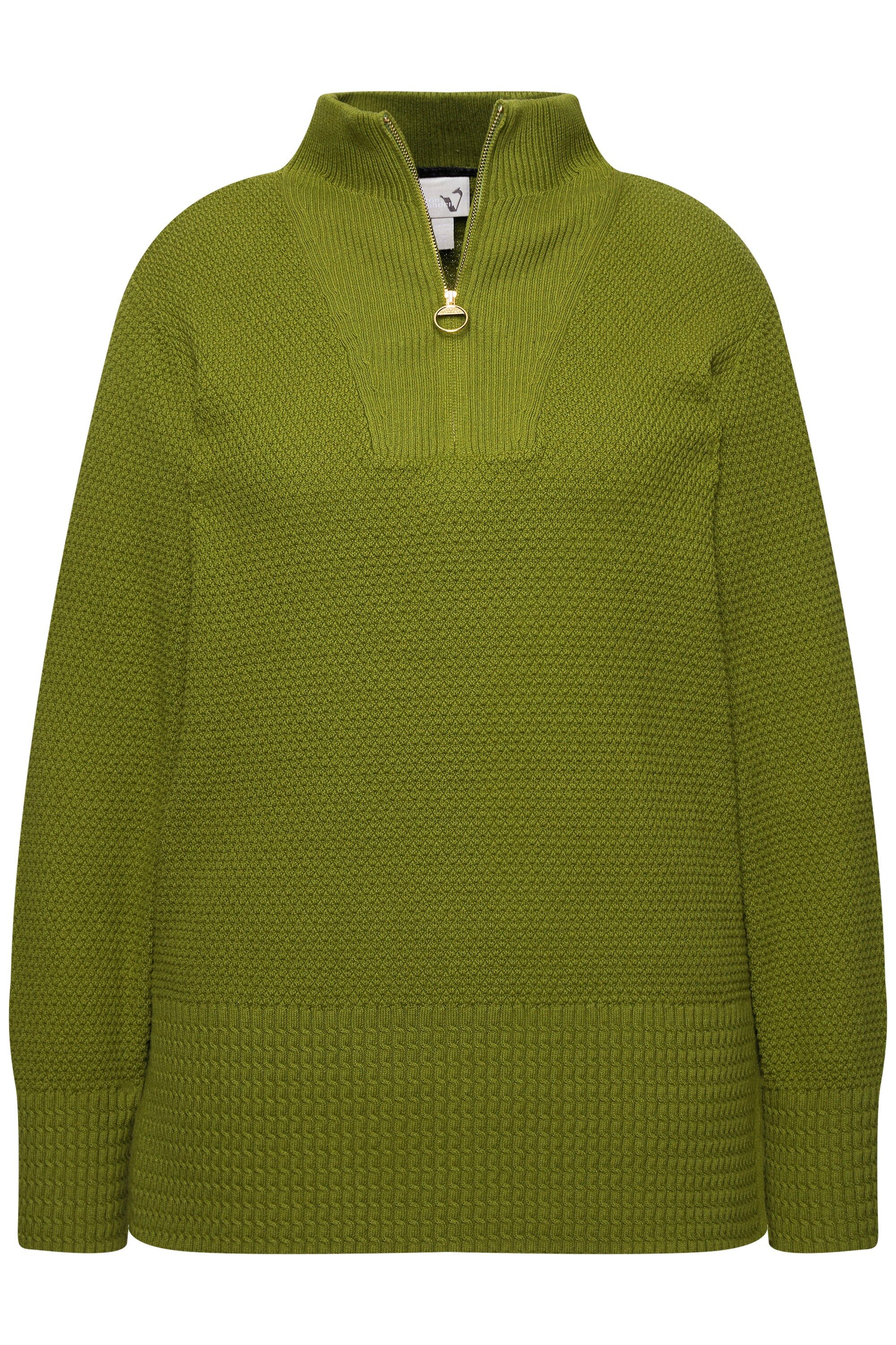 Ulla Popken Strickpullover Strick-Troyer Stehkragen Zipper günstig online kaufen