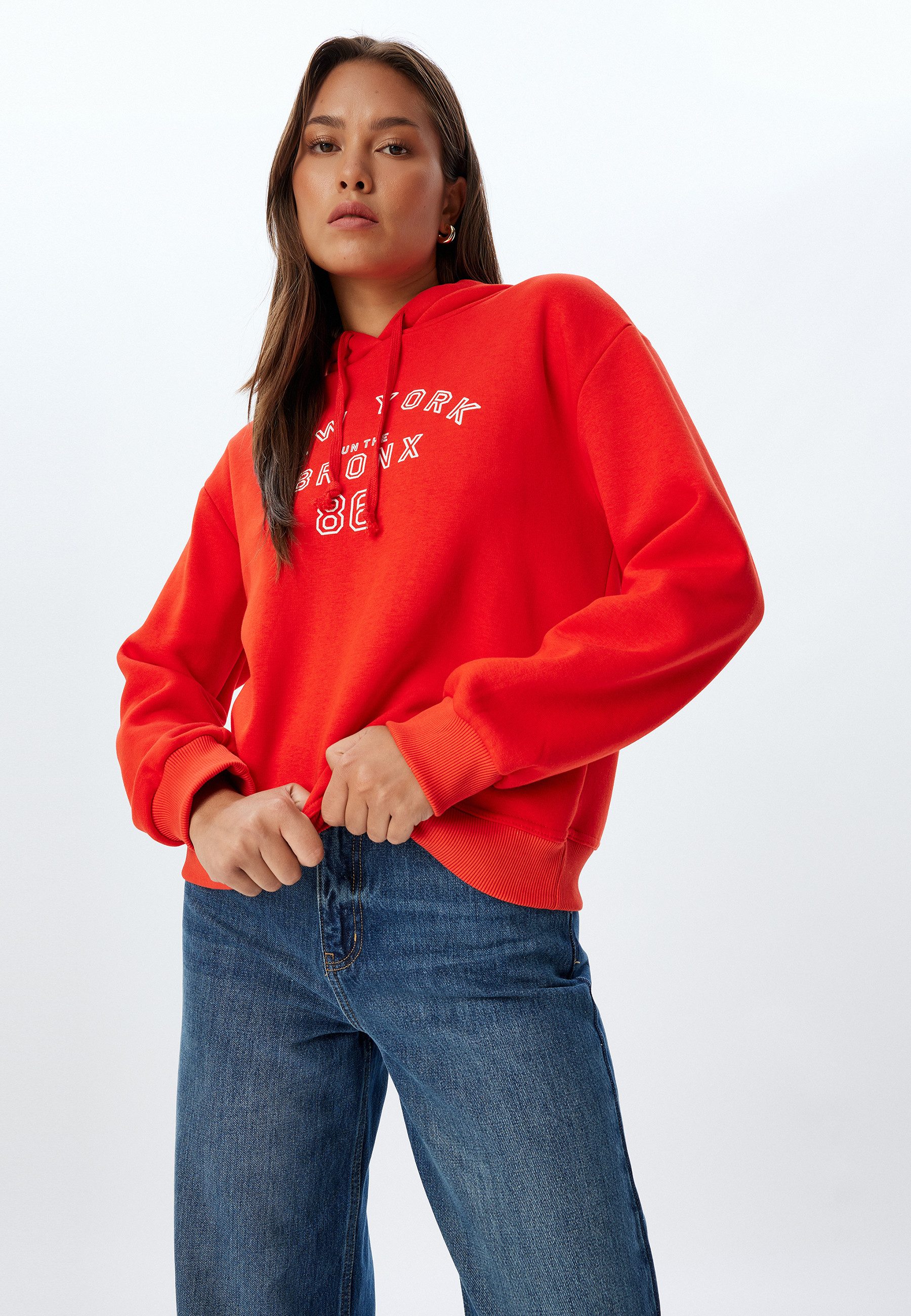Koton Kapuzensweatshirt Kapuzenkragen Mit Aufdruck