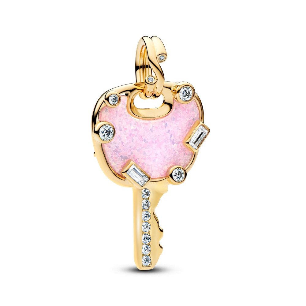 Pandora Charm-Einhänger Pandora Moments opalisierender rosa Liebesschlüssel Charm-Anhänger 764 (1-tlg)