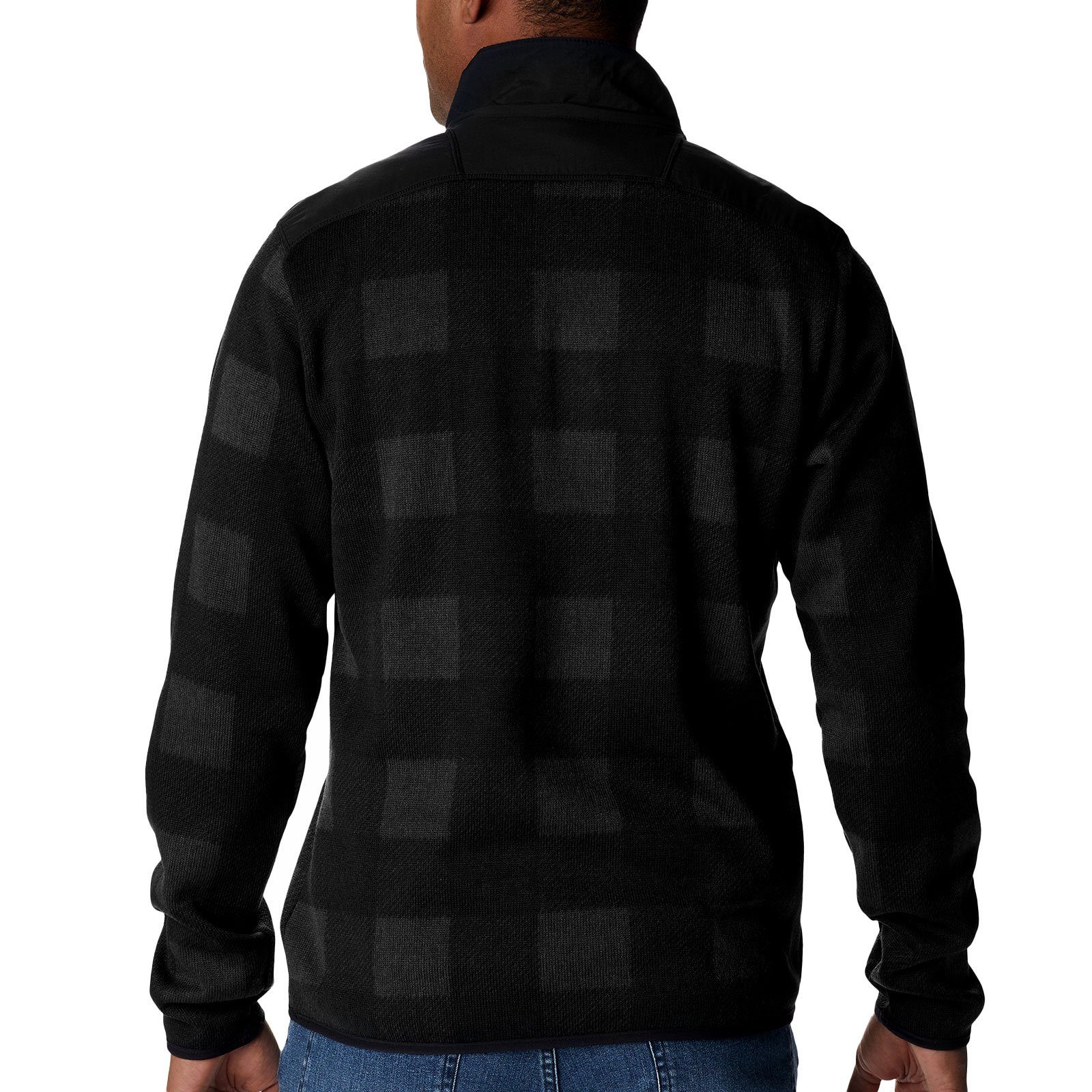 print Brust Logo 010 Weather™ black auf mit Columbia / buffalo check II Sweater Printed Strickfleece-Pullover Half-Zip der