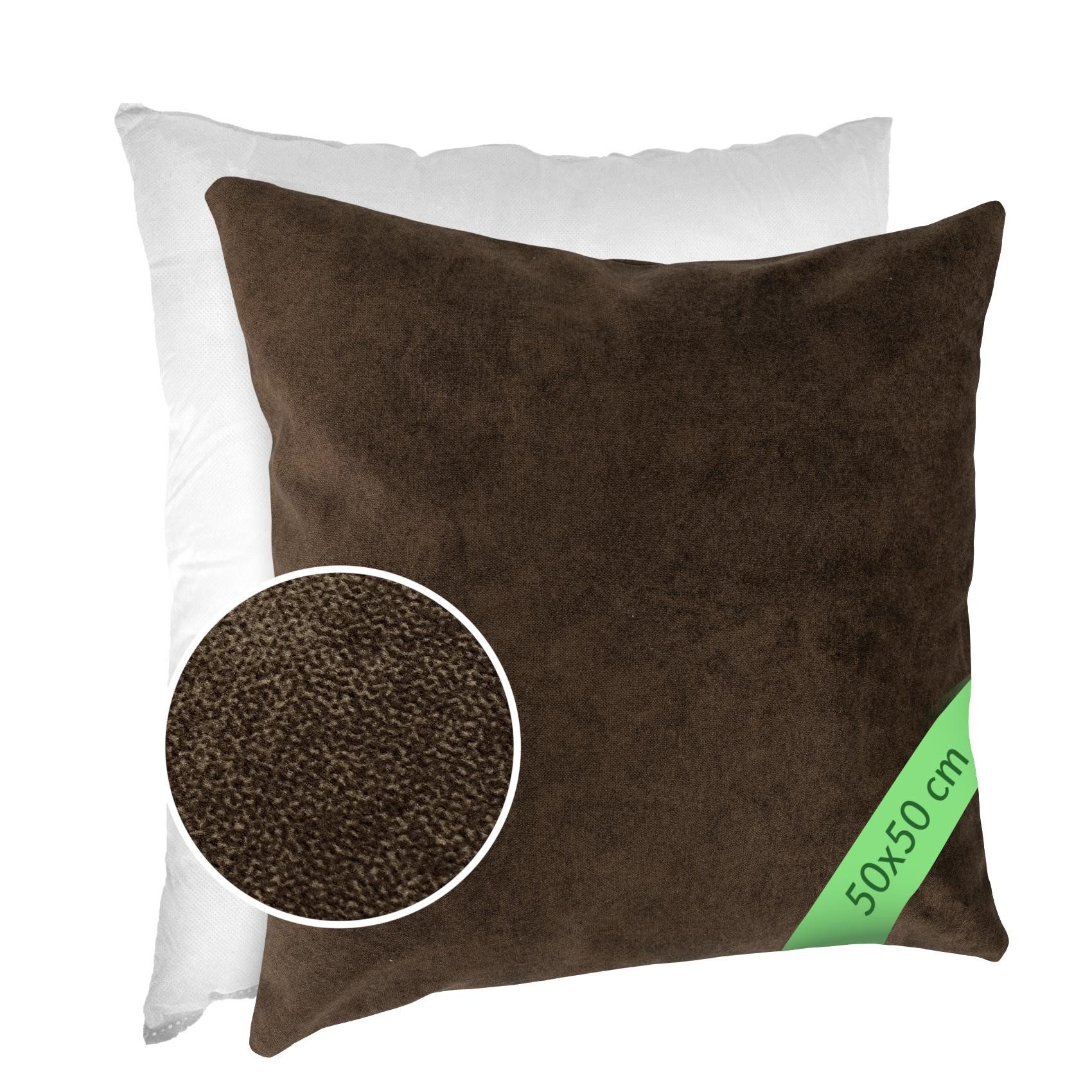 Kisska Dekokissen Kissenhülle MAGIC atmungsaktiv Velour Zierkissen Ambiente Dekorieren, Kissenüberzug mit Füllung Meliert-Optik 40x40cm Einfarbig Dunkelbraun