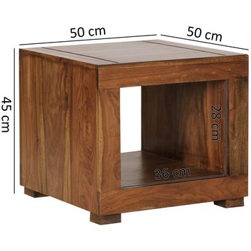 möbelando Couchtisch Couchtisch MUMBAI Massiv-Holz Sheesham 50 cm breit Wohnzimmer-Tisch, 50 x 45 x 50 cm (B/H/L)